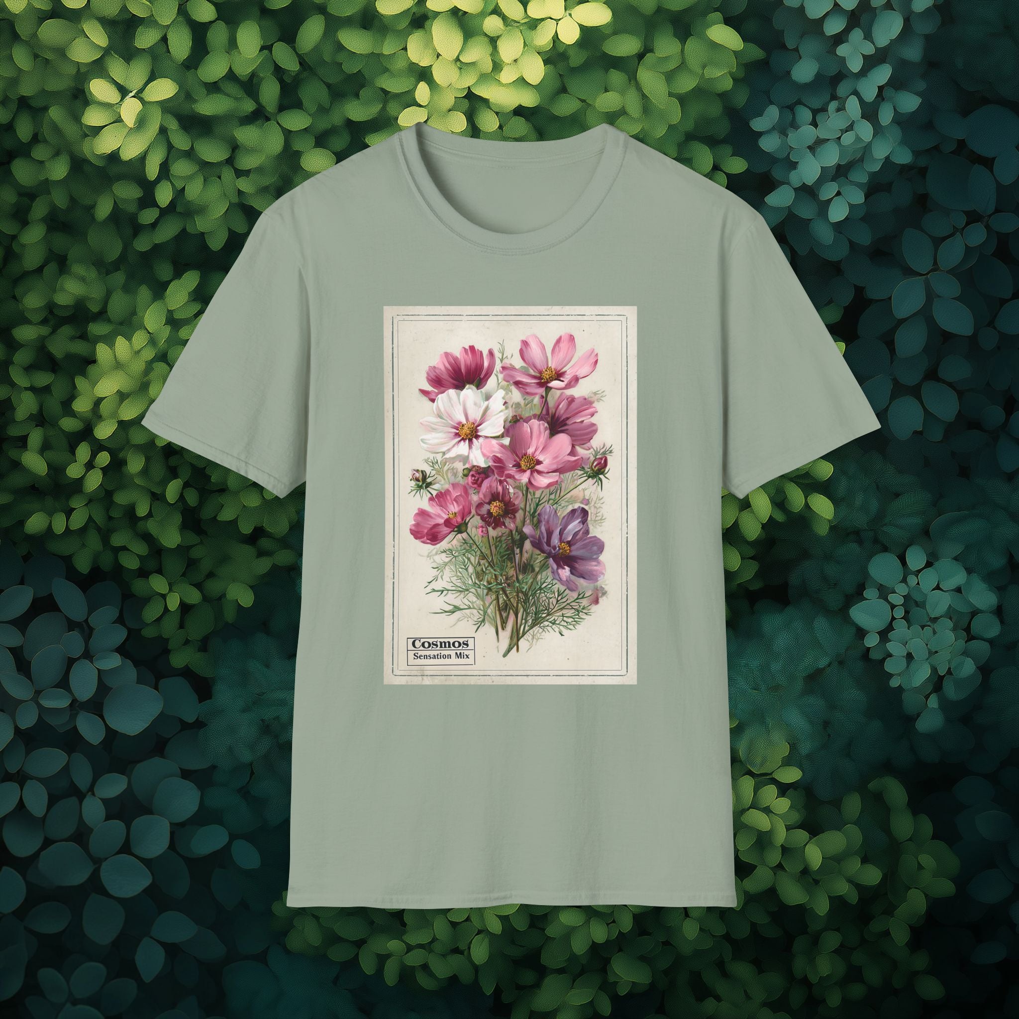Vintage Cosmos Seed Packet Unisex T-Shirt for Gardeners, Nature Lovers, Summer Casual Wear