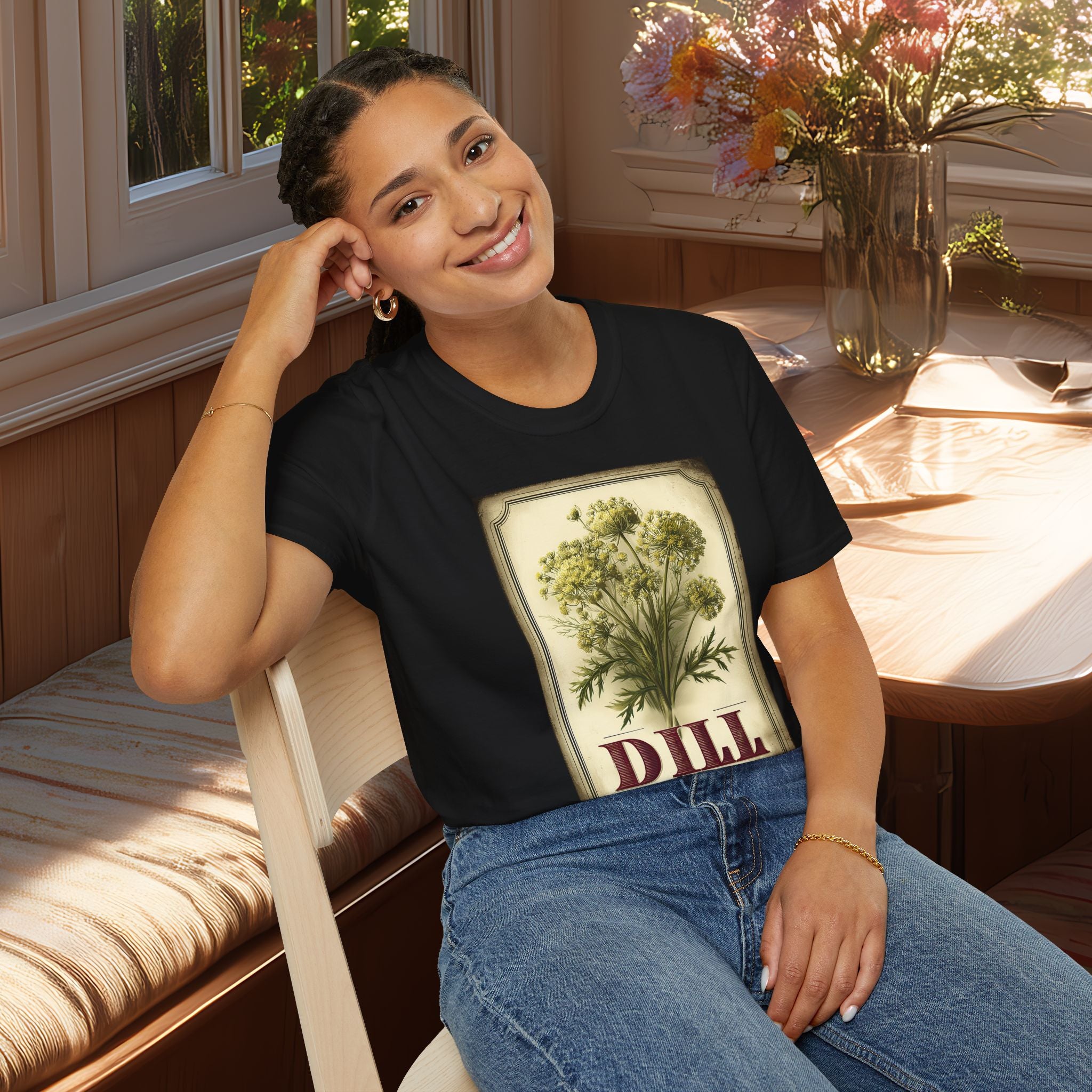 Vintage Dill Herb Seed Packet Unisex T-Shirt for Gardeners, Nature Lovers, Summer Casual Wear