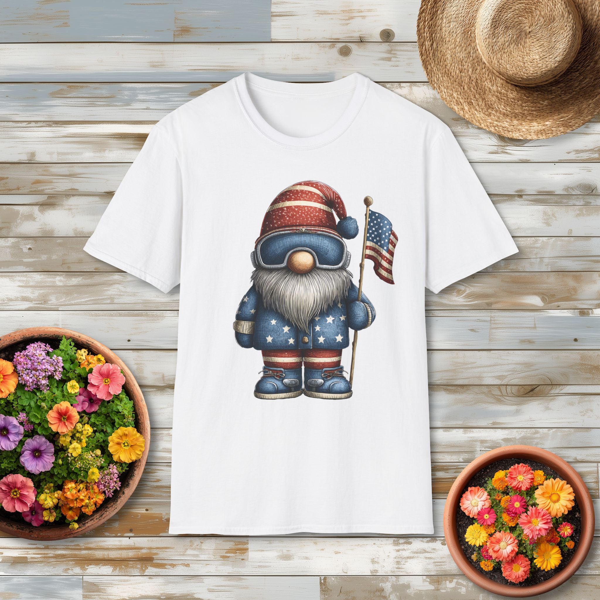 Patriotic Winter Sports Garden Gnome T-Shirt