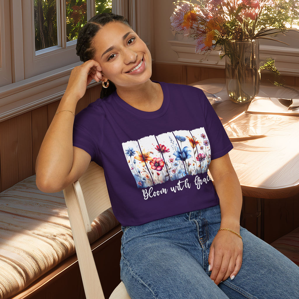 Bloom with Grace  Floral T-shirt for Nature and Flower Lovers