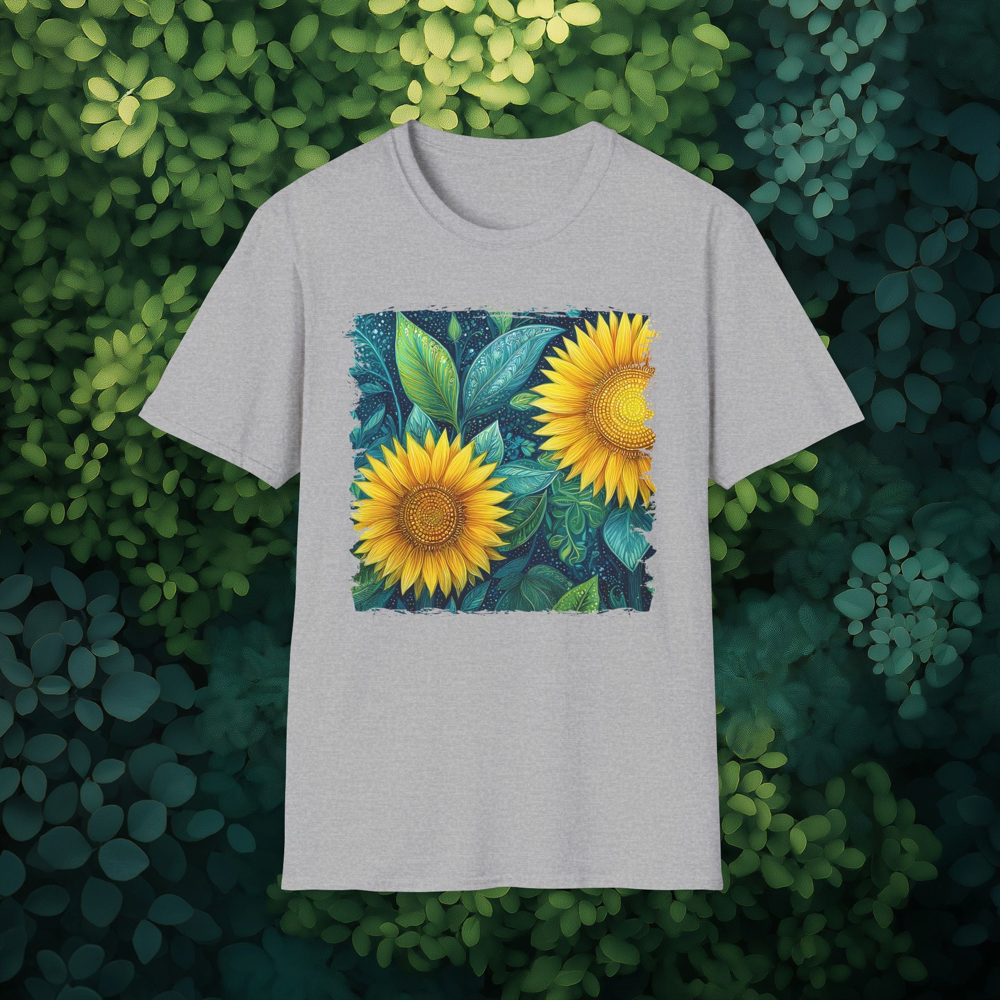 Whimsical Sunflower Garden T-Shirt for Plant Lovers and Gardeners
