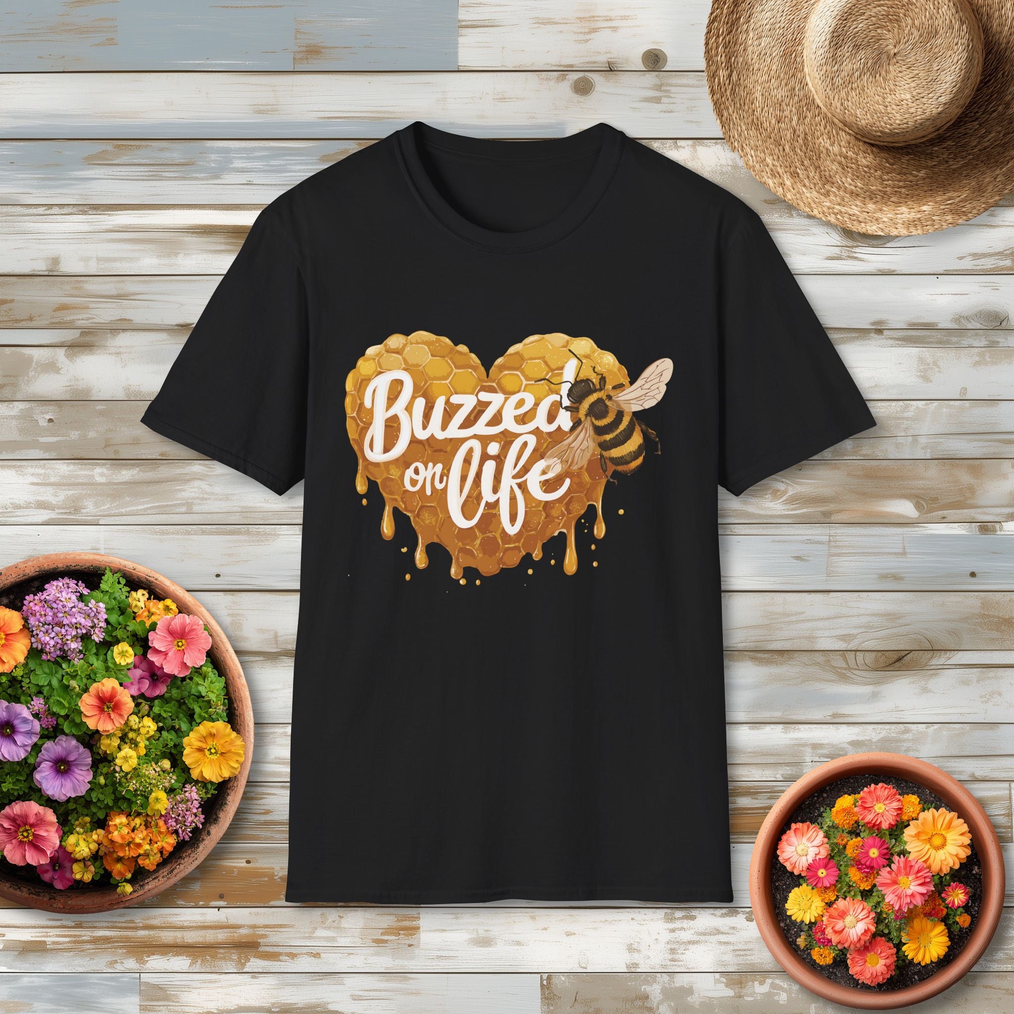 Buzzed on Life T-Shirt for Bee Lovers, Gardeners, Nature Lovers