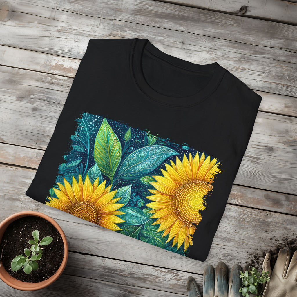 Whimsical Sunflower Garden T-Shirt for Plant Lovers and Gardeners