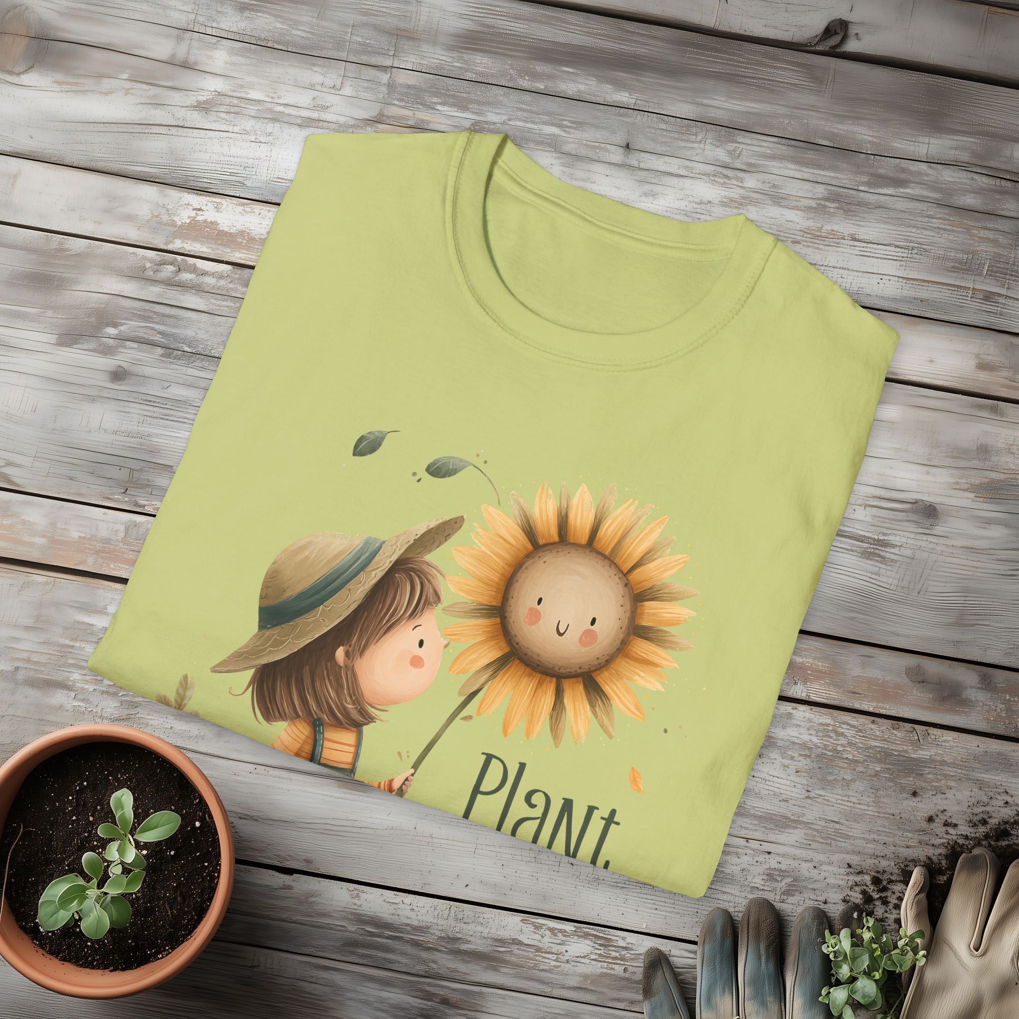 Plant Whisperer Girl and Sunflower T-Shirt