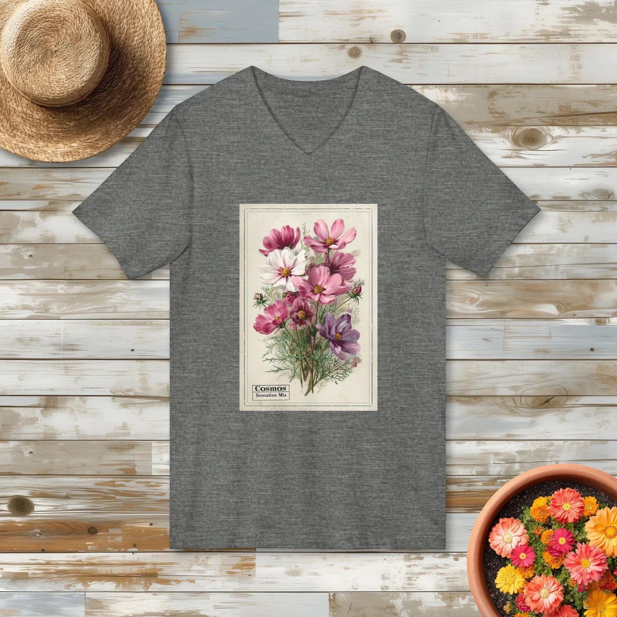 Vintage Cosmos Seed Packet V-Neck Shirt