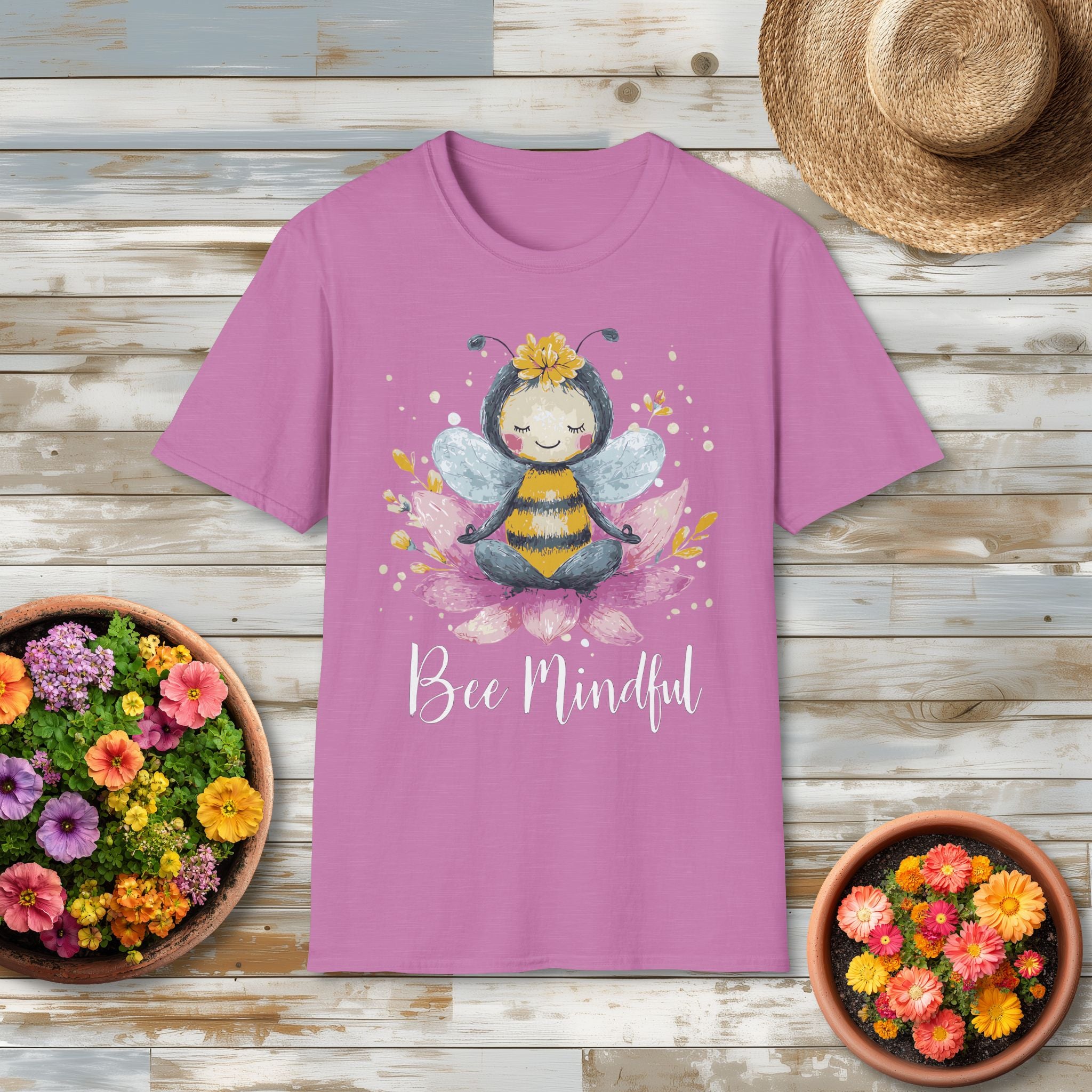 Bee Mindful Meditation Unisex T-Shirt for Nature Lovers & Yoga Enthusiasts
