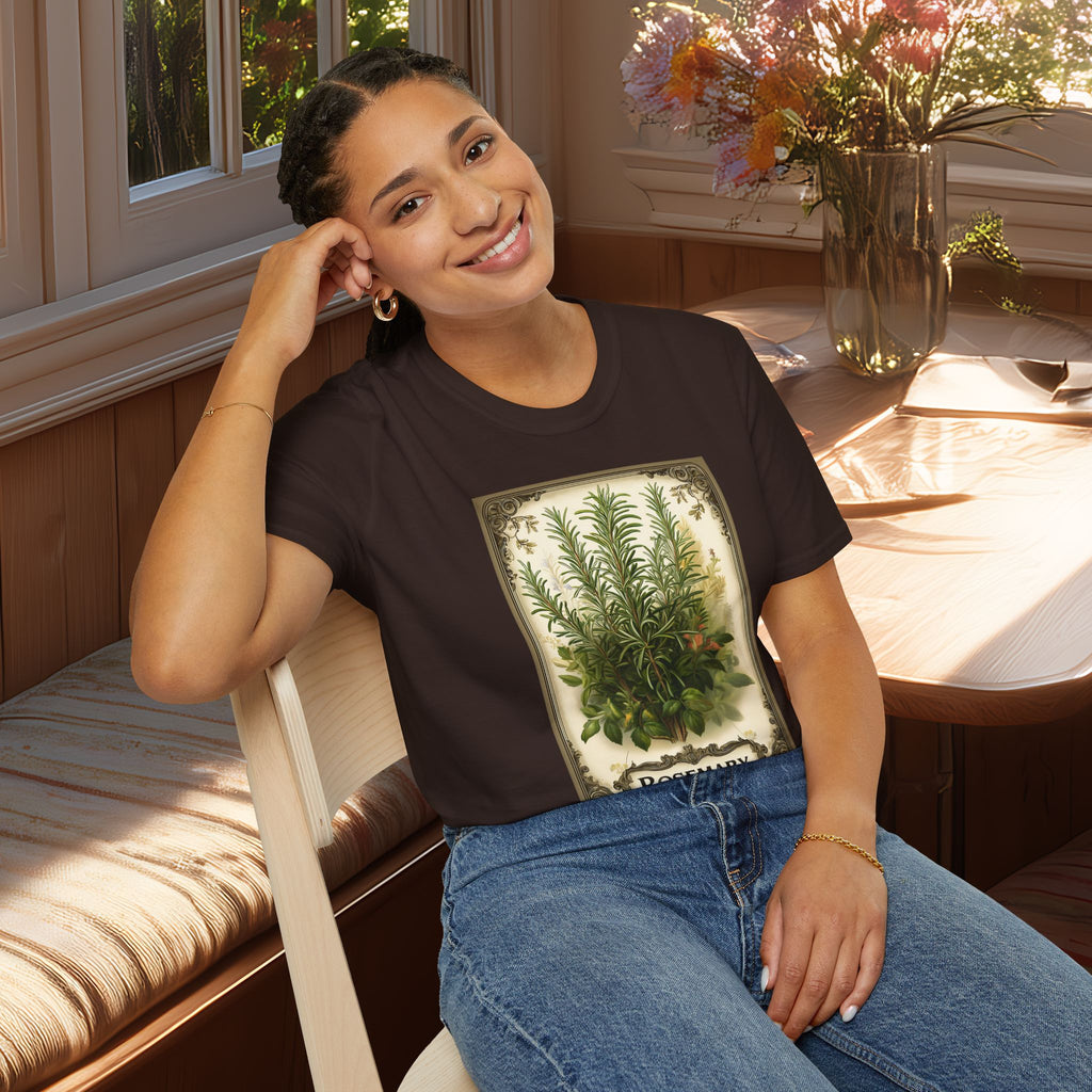 Retro Rosemary Herb Seed Packet Unisex T-Shirt for Gardeners, Nature Lovers, Summer Casual Wear