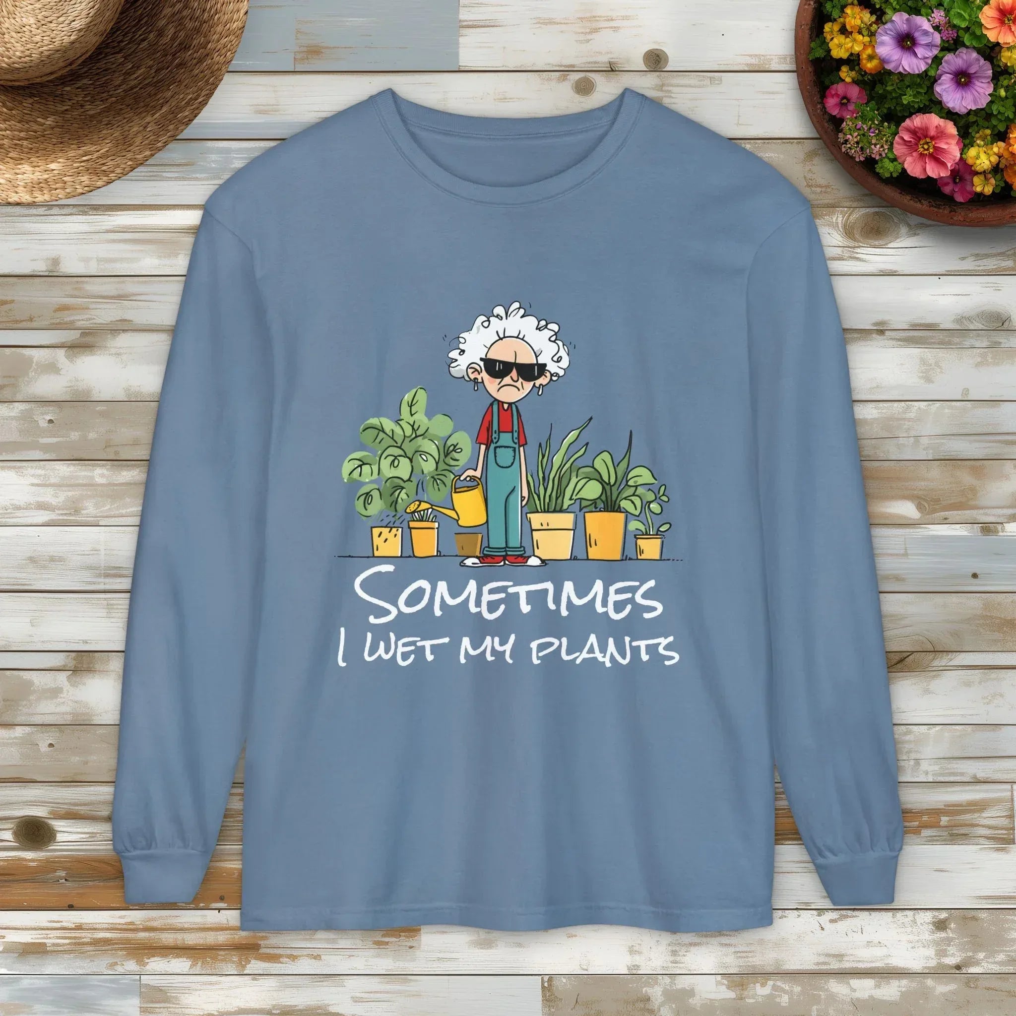 Grumpy Old Lady Sometimes I Wet My Plants Long Sleeve Tee