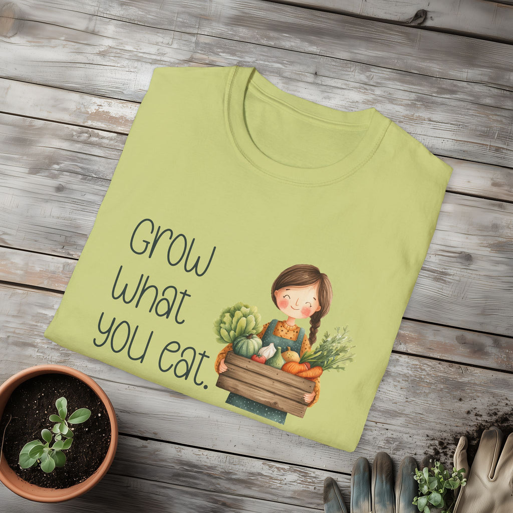 Grow What You Eat, Cartoon Gardener T-Shirt