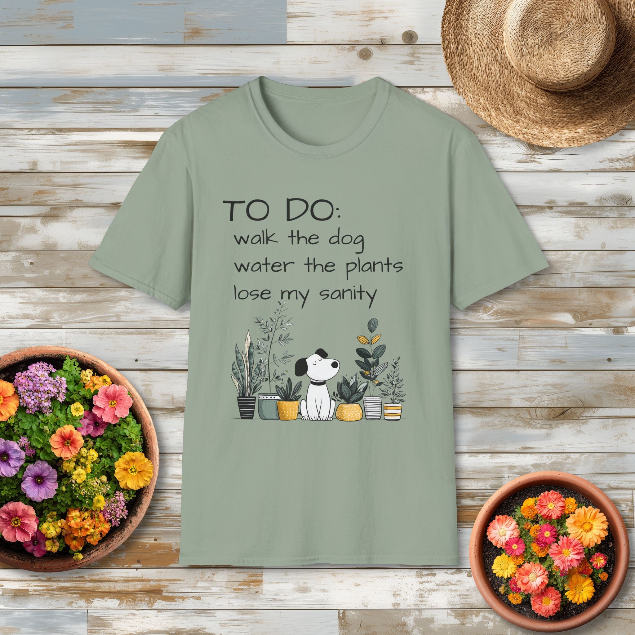 TO DO List T-Shirt – Funny Dog and Plant Life Graphic