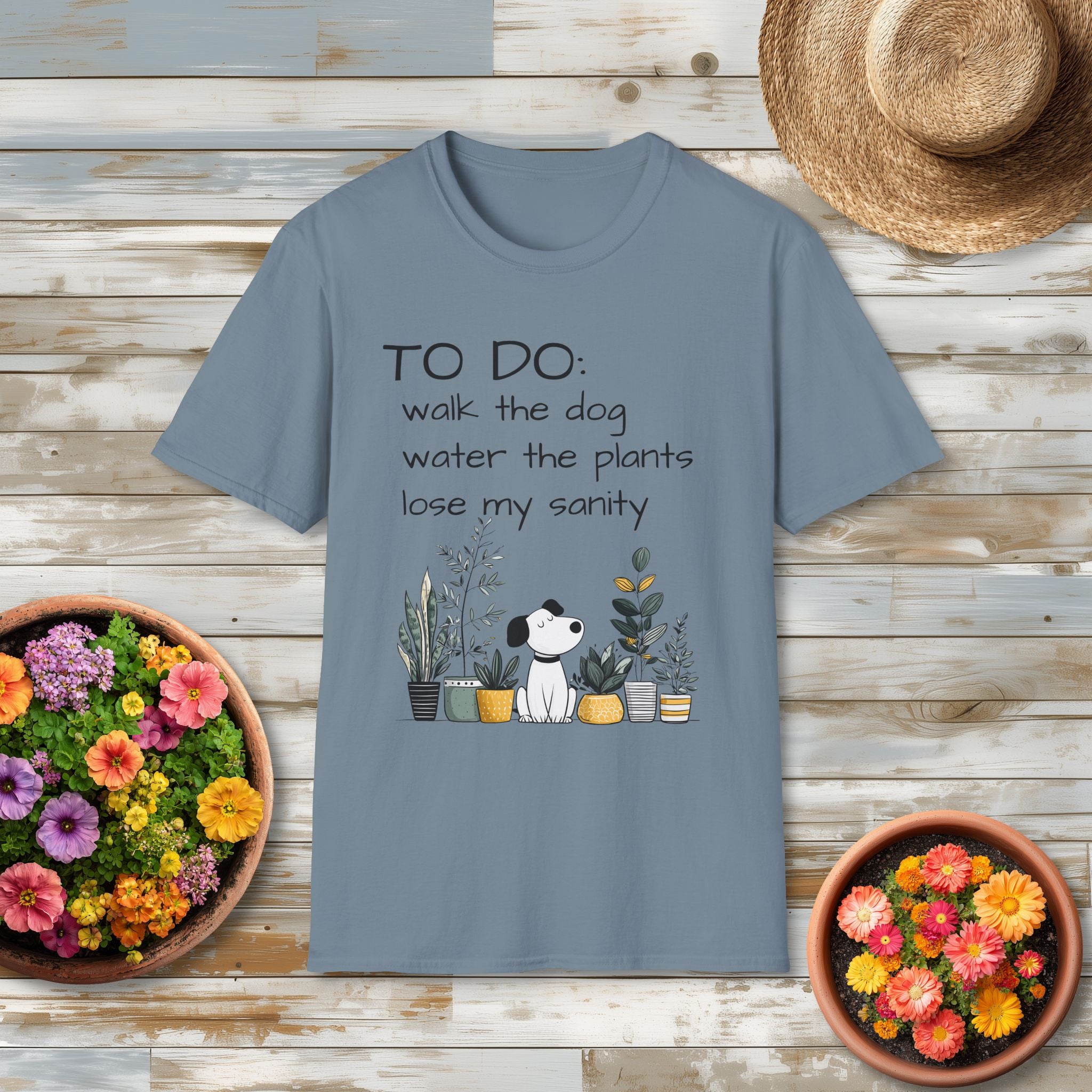 TO DO List T-Shirt – Funny Dog and Plant Life Graphic