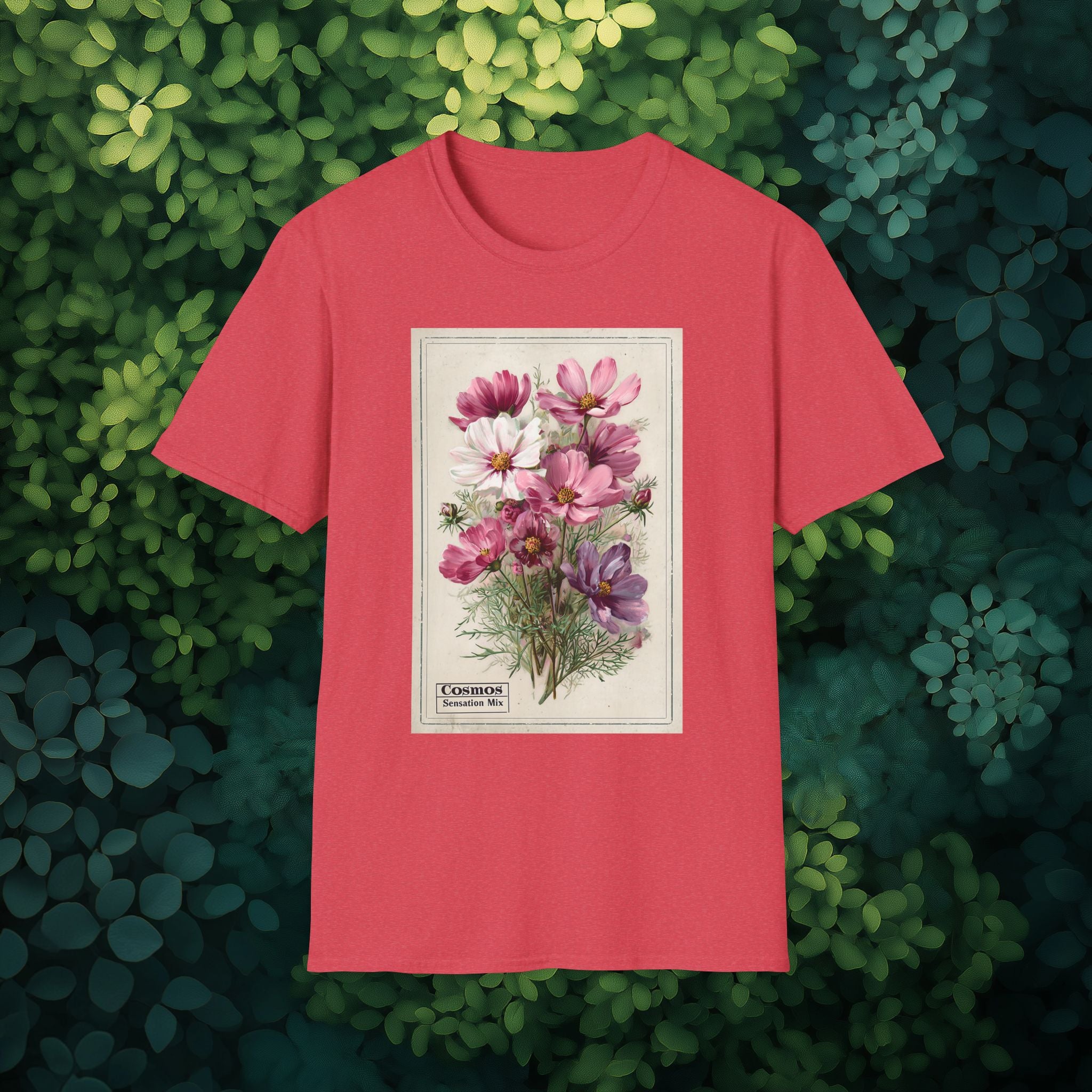 Vintage Cosmos Seed Packet Unisex T-Shirt for Gardeners, Nature Lovers, Summer Casual Wear