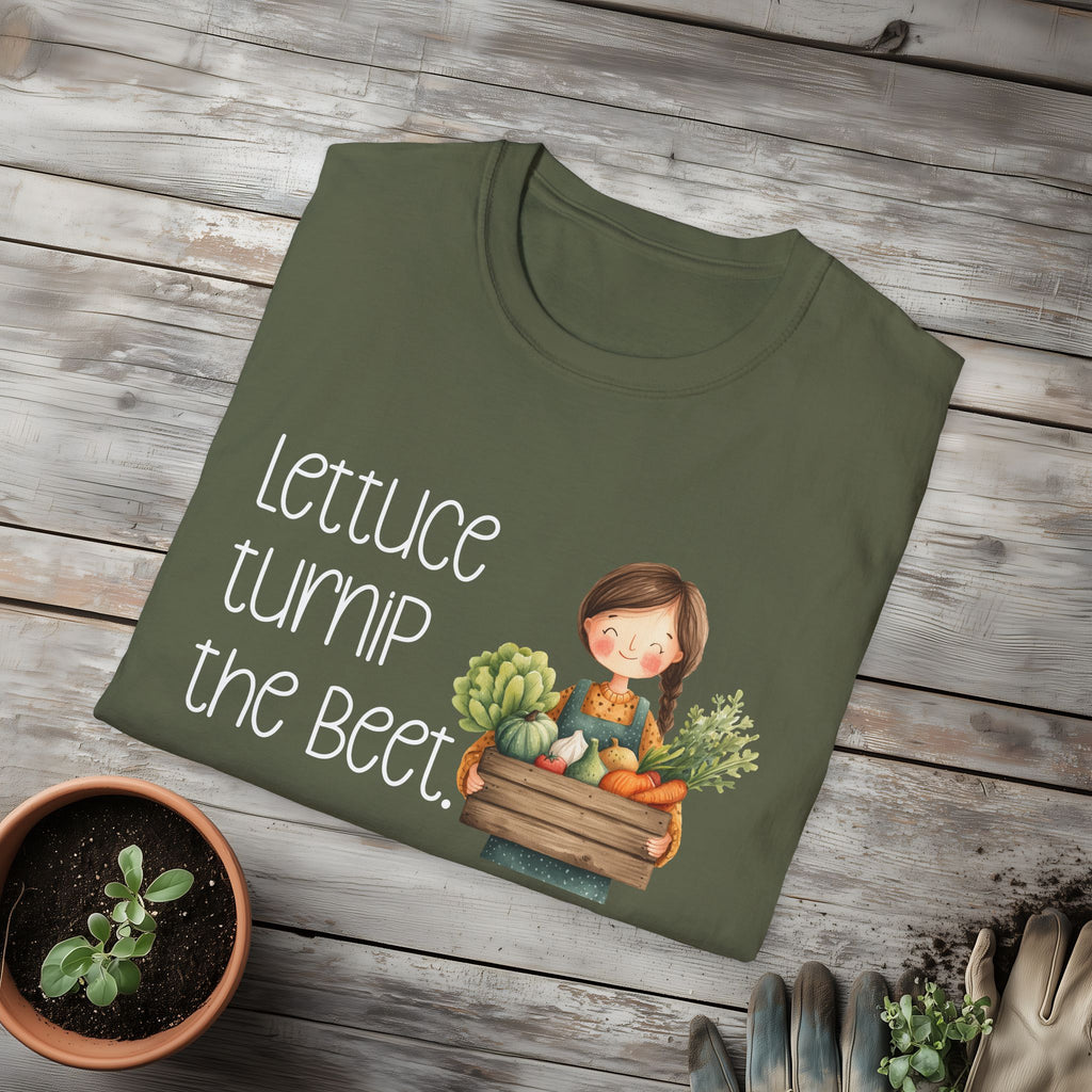 Lettuce Turnip the Beet, Cartoon Gardener T-Shirt