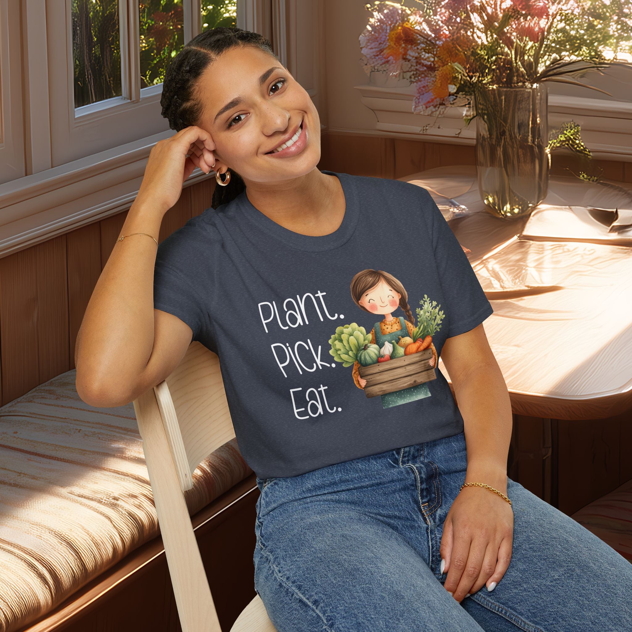 Plant Pick Eat, Cartoon Gardener T-Shirt