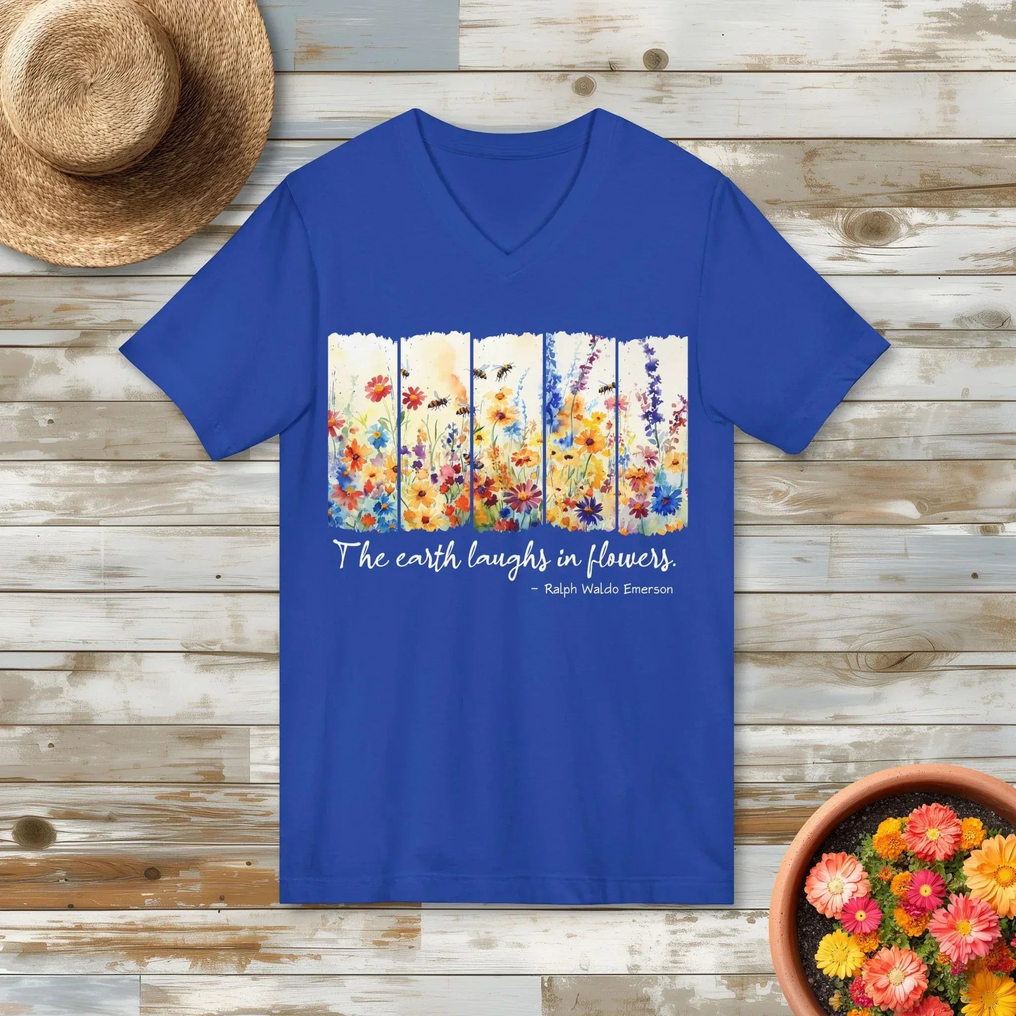 Earth Laughs in Flowers V-Neck Shirt – Emerson Wildflower Tee