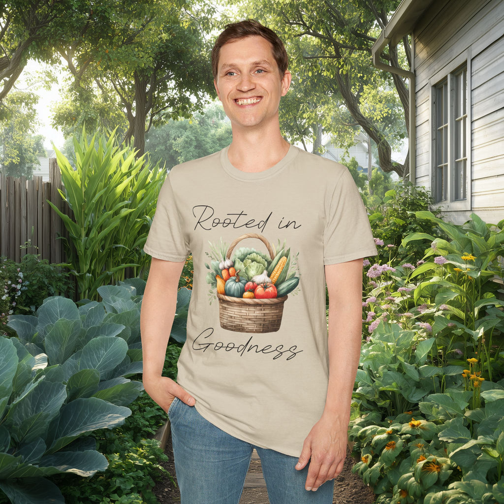 Rooted in Goodness T-Shirt for Gardeners, Nature Lovers, Yoga Enthusiasts