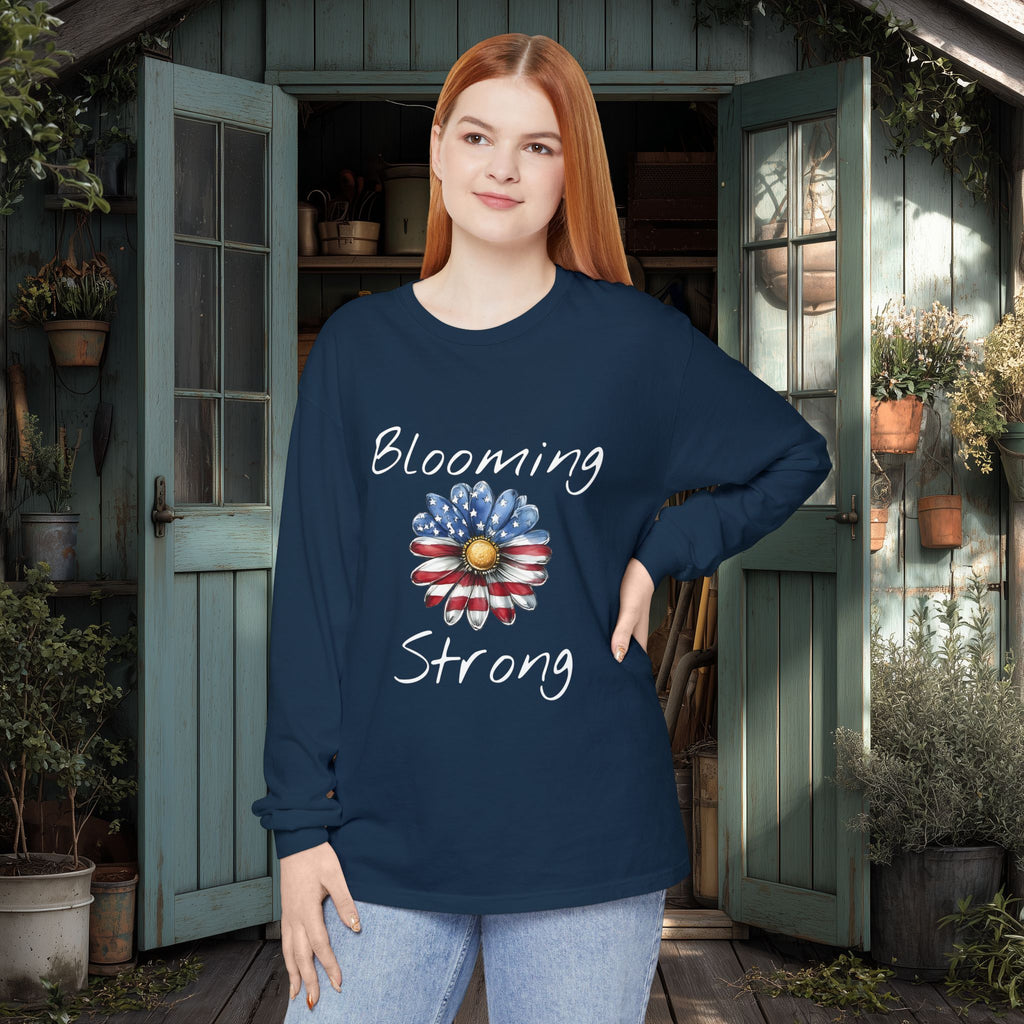 Blooming Strong Patriotic Long Sleeve Tee