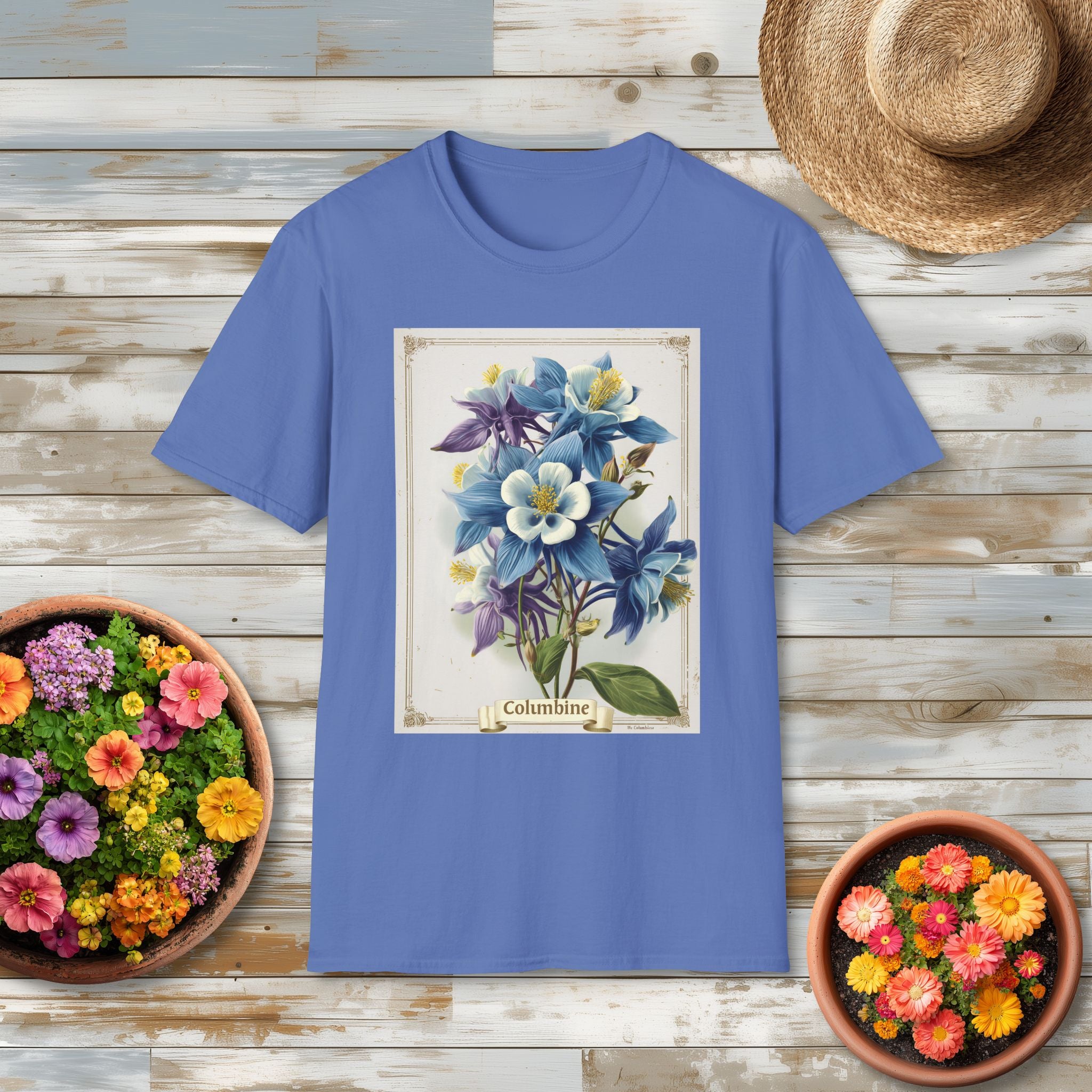 Vintage Columbine Seed Packet T-Shirt for Gardeners