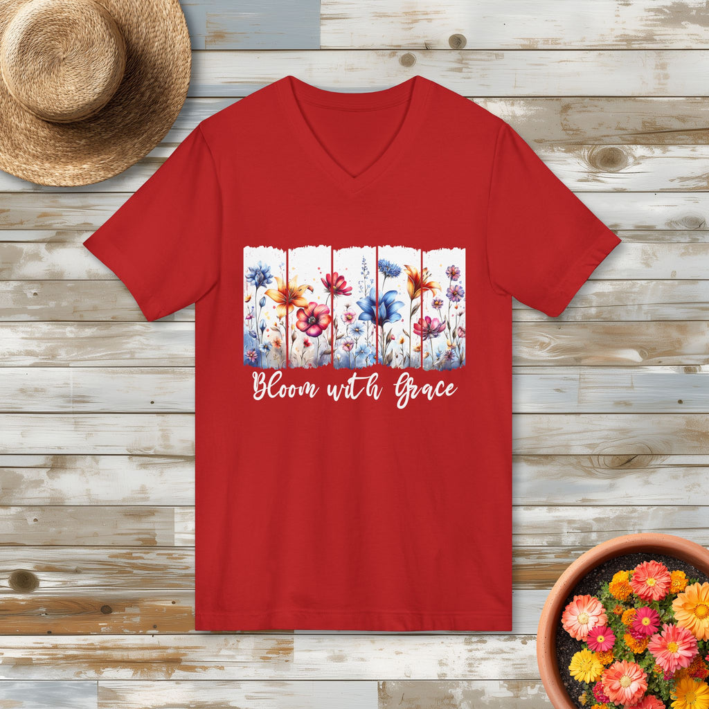 Bloom with Grace V-Neck T-Shirt
