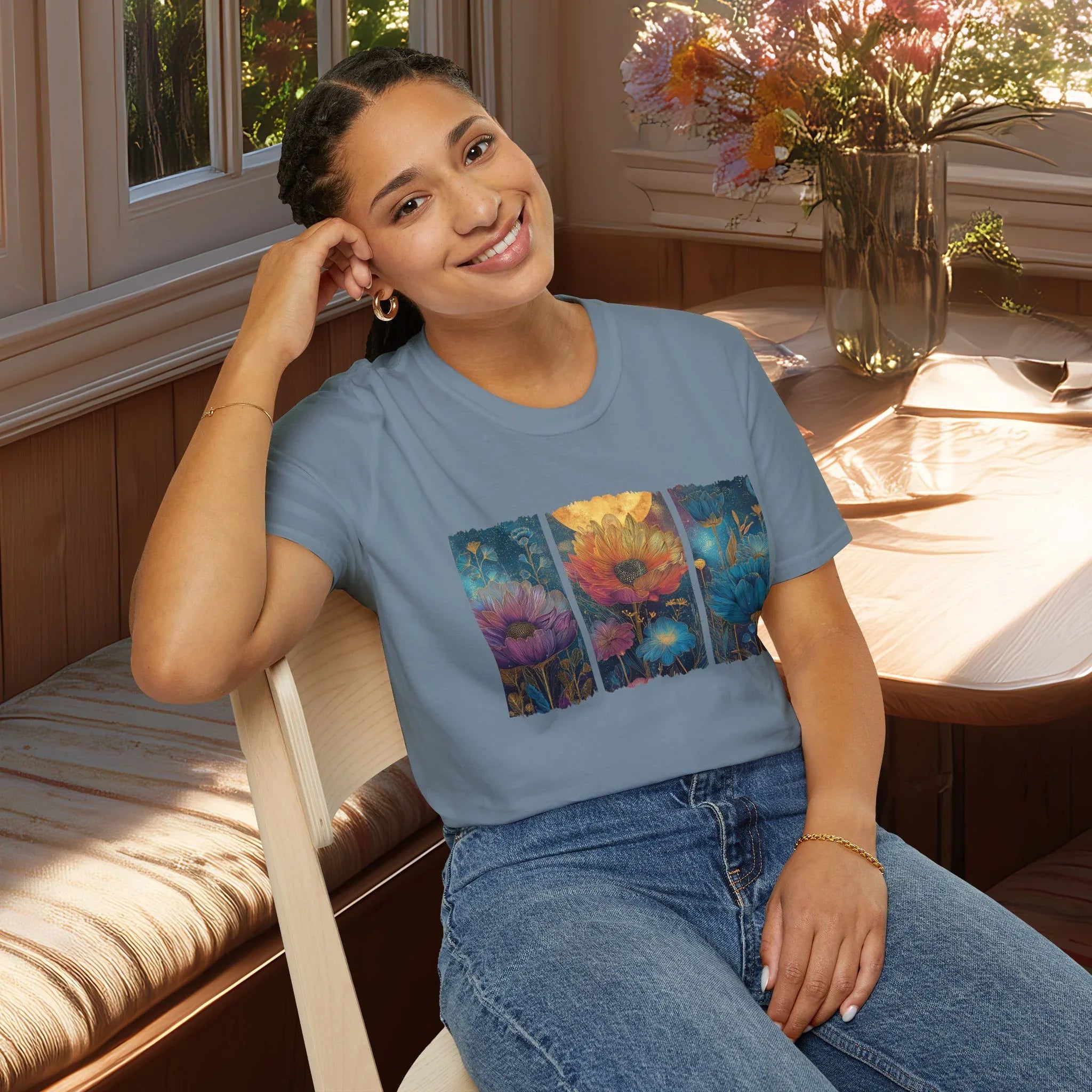 Floral  Brushstroke Triptych T-Shirt
