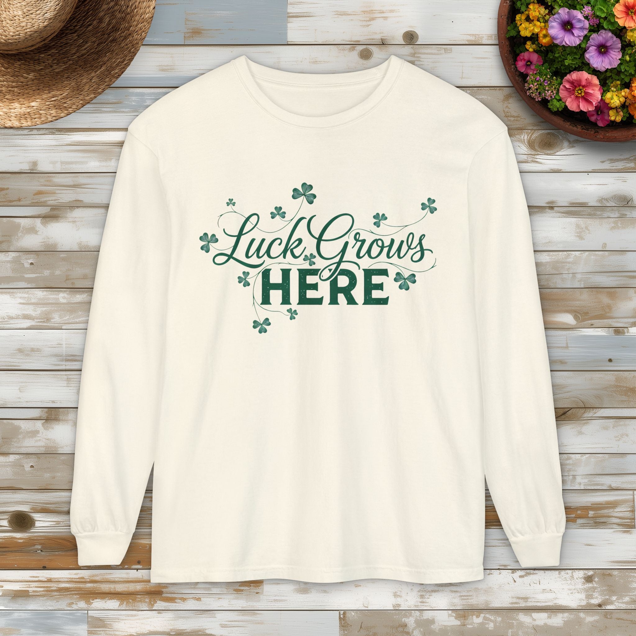 Luck Grows Here Clover Long Sleeve Tee