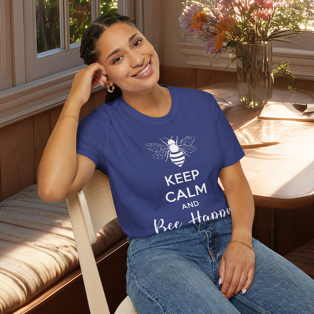 Keep Calm and Bee Happy Motivational T-Shirt