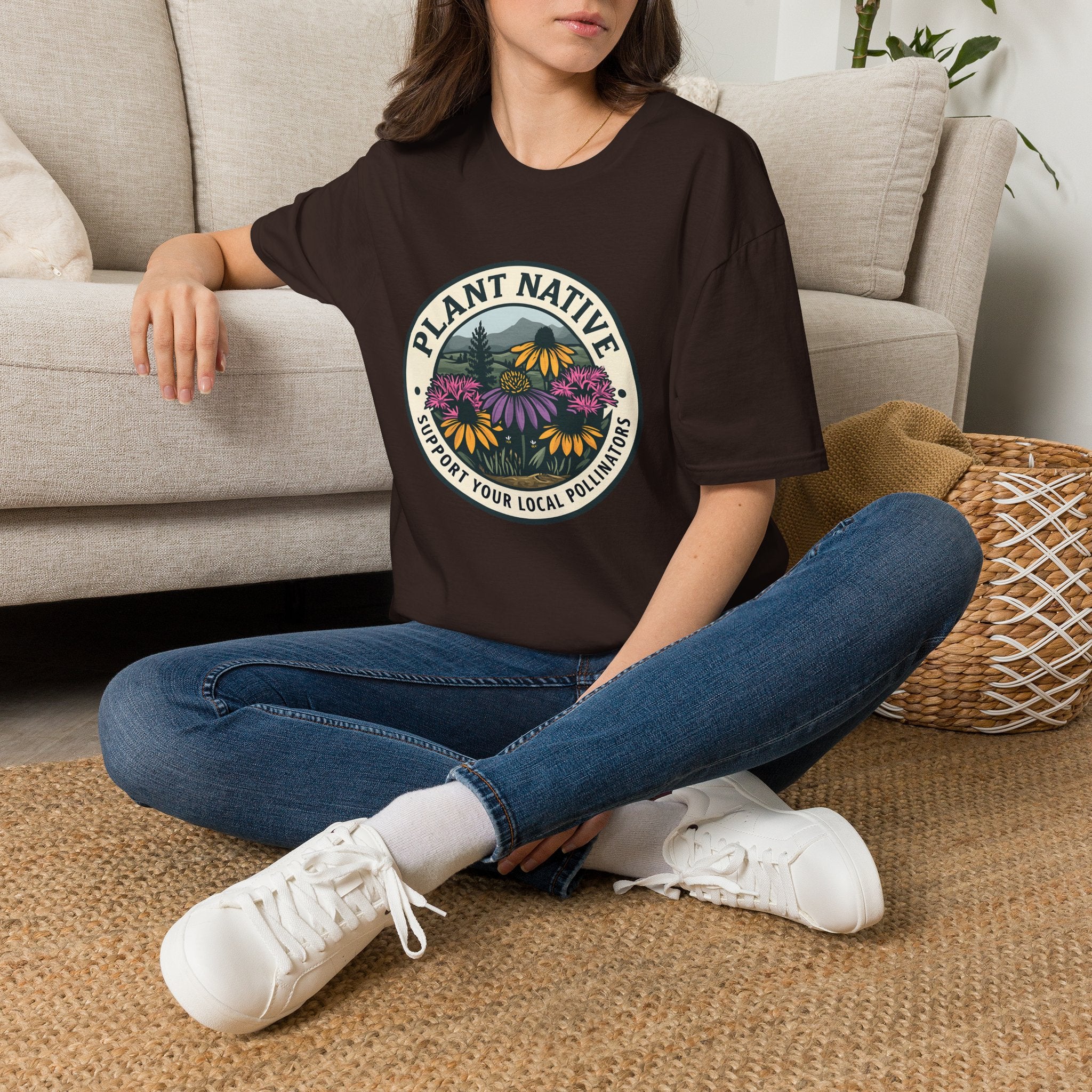 Plant Native Pollinator Garden Wildflower Emblem T-Shirt