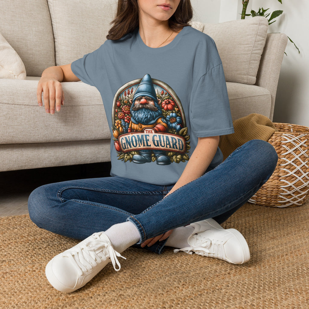 Funny Gnome Guard Garden Emblem T-shirt