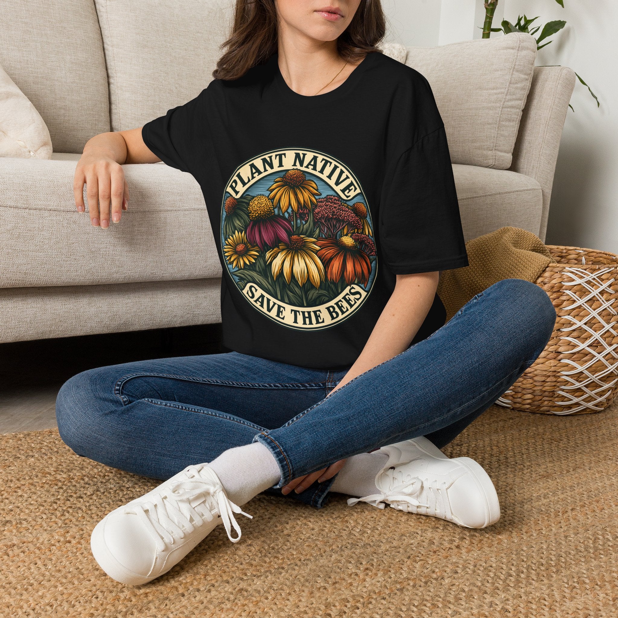 Plant Native Save the Bees T-Shirt – Retro Wildflower Pollinator Tee