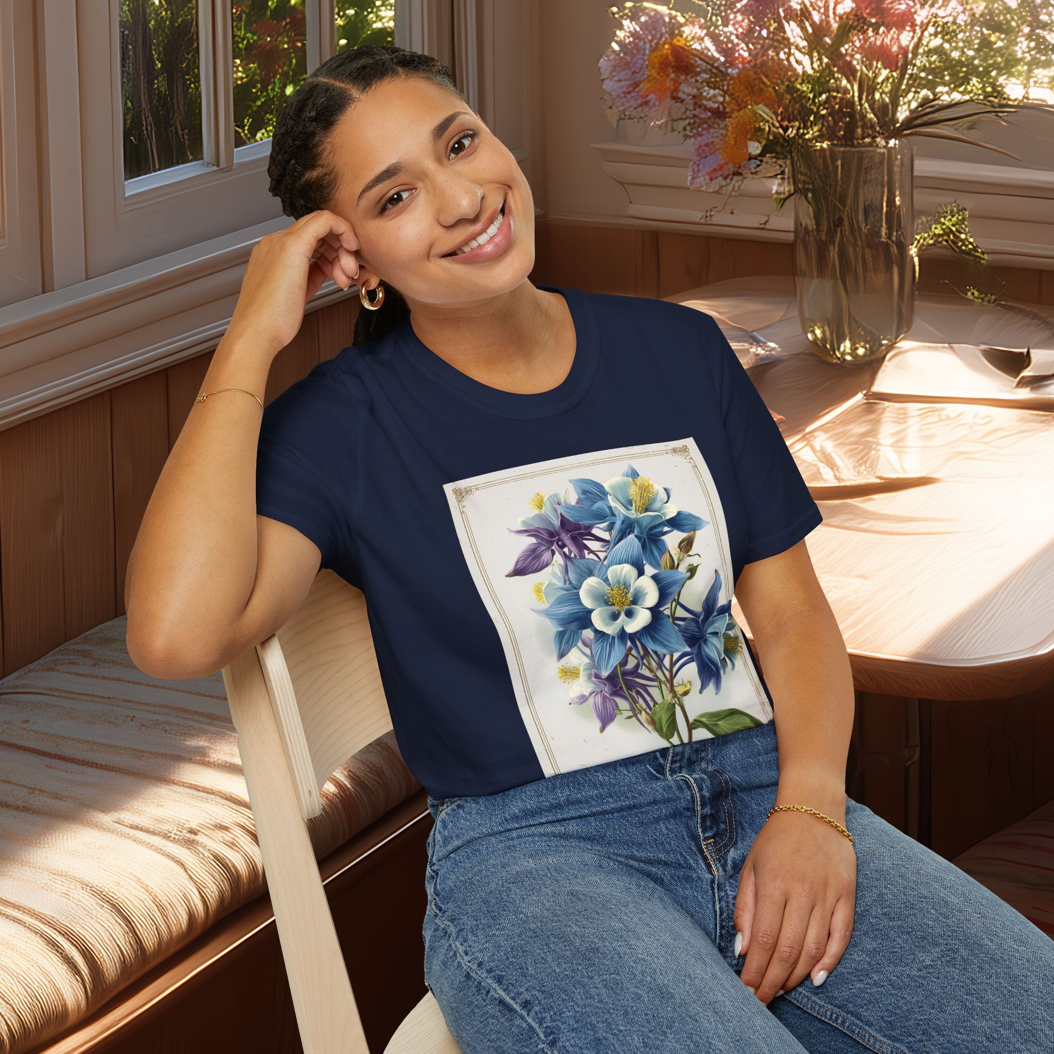 Vintage Columbine Seed Packet T-Shirt for Gardeners