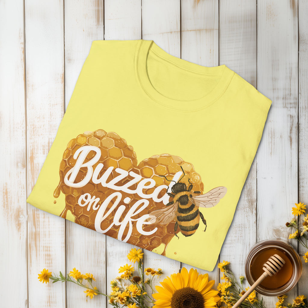 Buzzed on Life T-Shirt for Bee Lovers, Gardeners, Nature Lovers