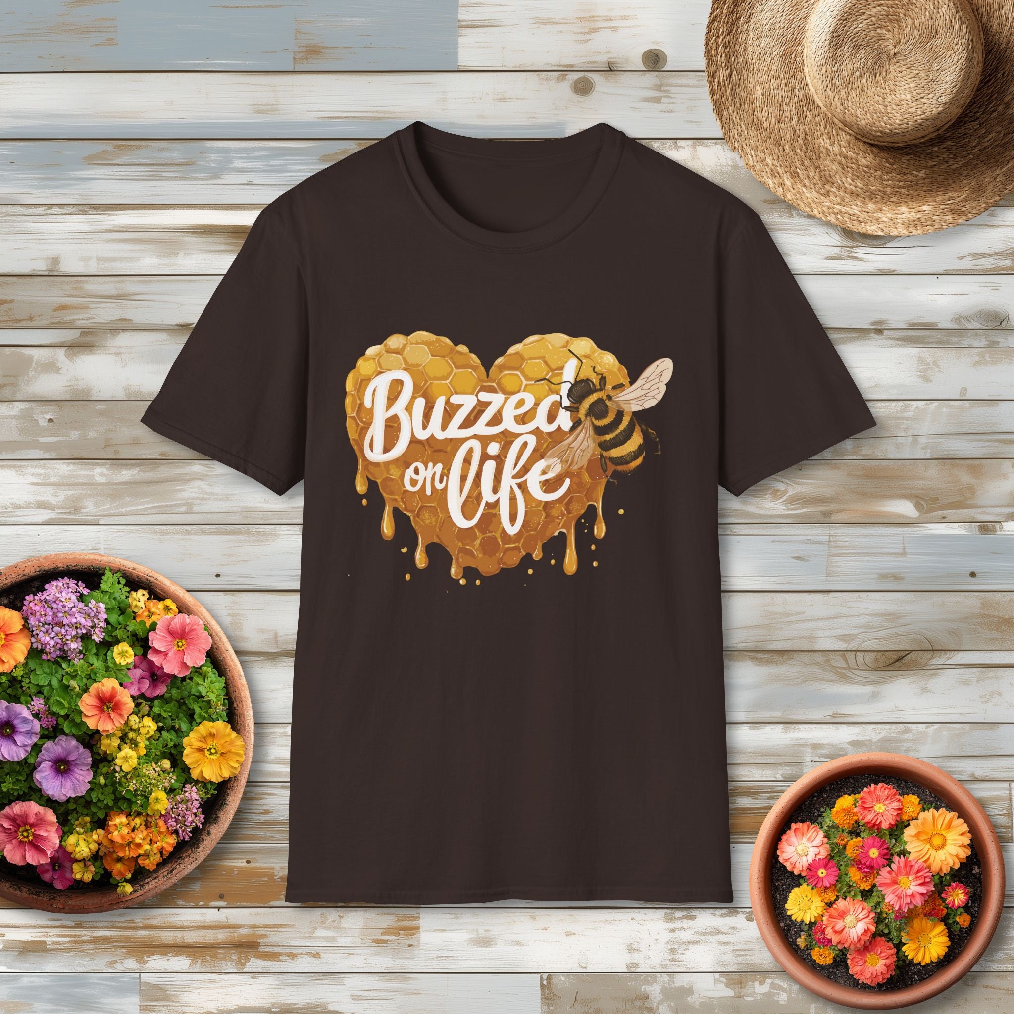 Buzzed on Life T-Shirt for Bee Lovers, Gardeners, Nature Lovers
