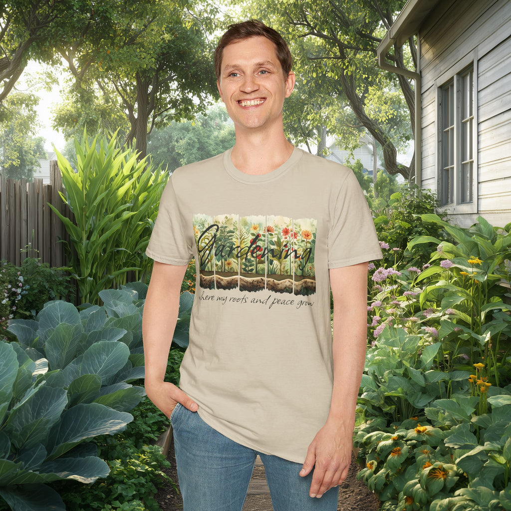 Where My Roots and Peace Grow T-Shirt for Gardeners