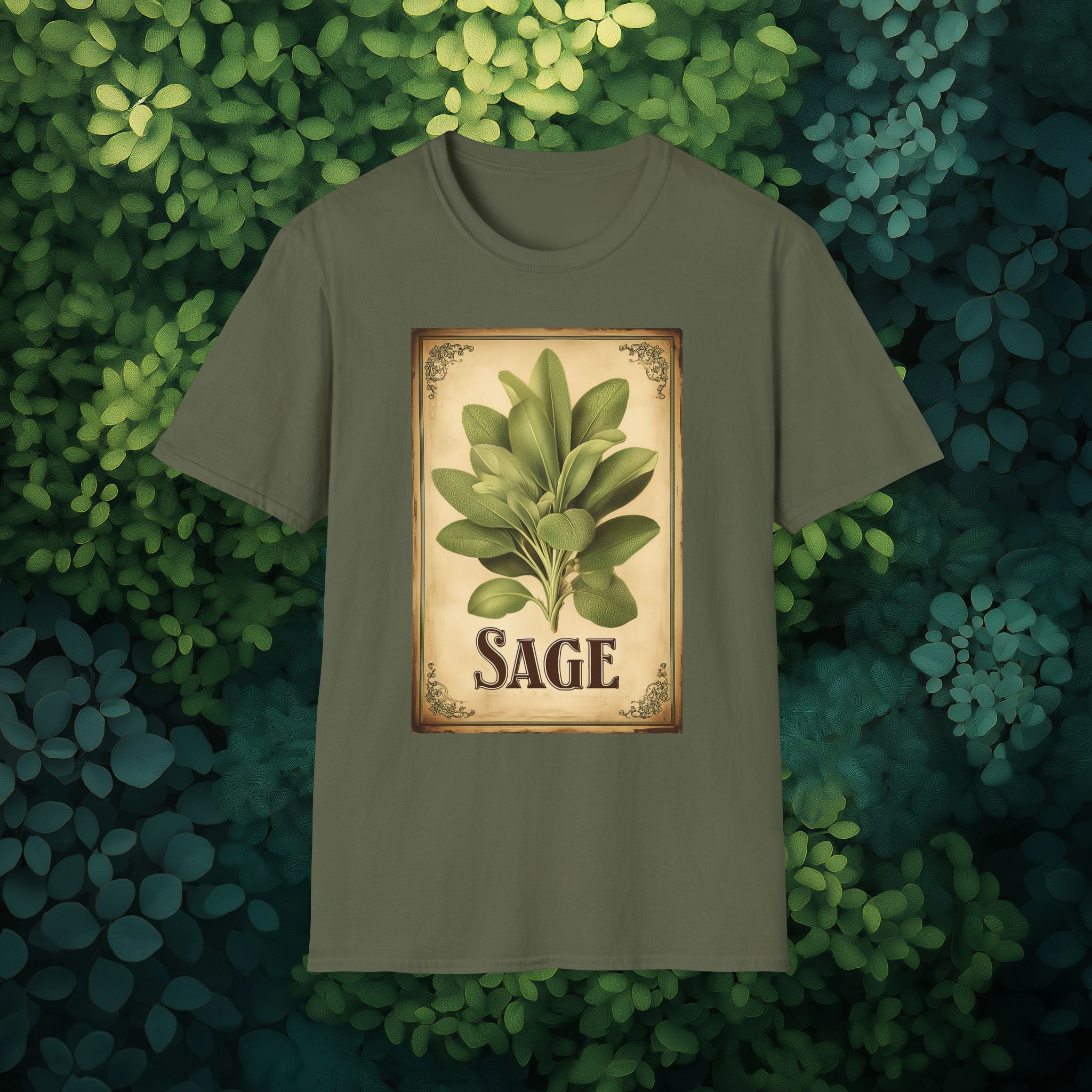 Vintage Sage Herb Seed Packet T-Shirt for Gardeners and History Lovers