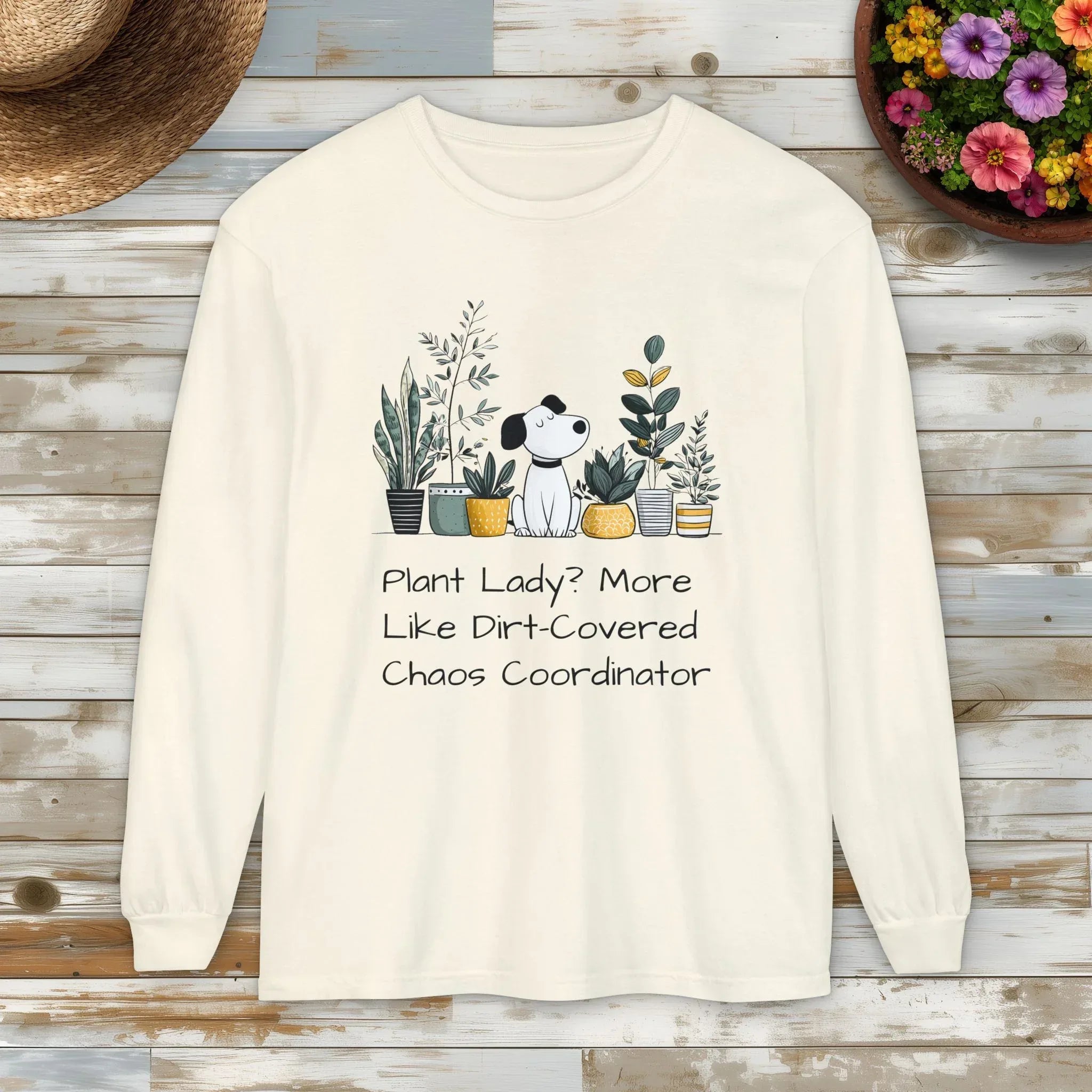 Plant Lady Chaos Coordinator - Dog & Plants Long Sleeve Tee