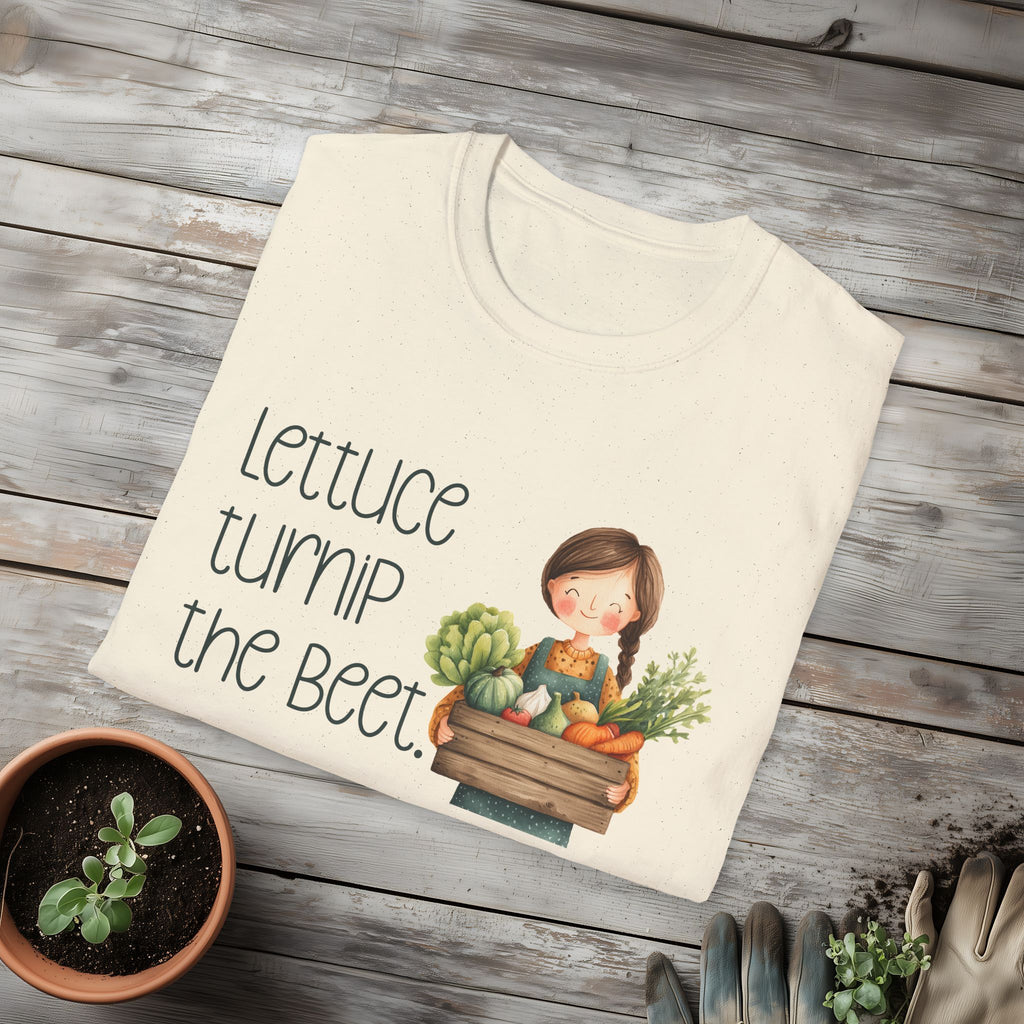Lettuce Turnip the Beet, Cartoon Gardener T-Shirt
