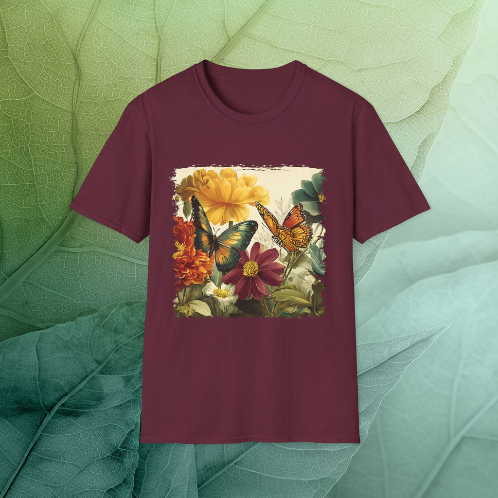 Butterflies & Blooms Retro Garden Flower T-Shirt