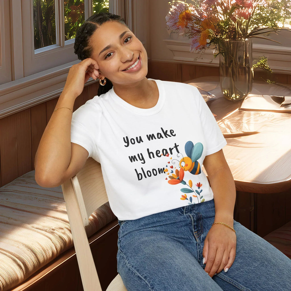 You Make My Heart Bloom Shirt – Cute Bee & Flower Tee