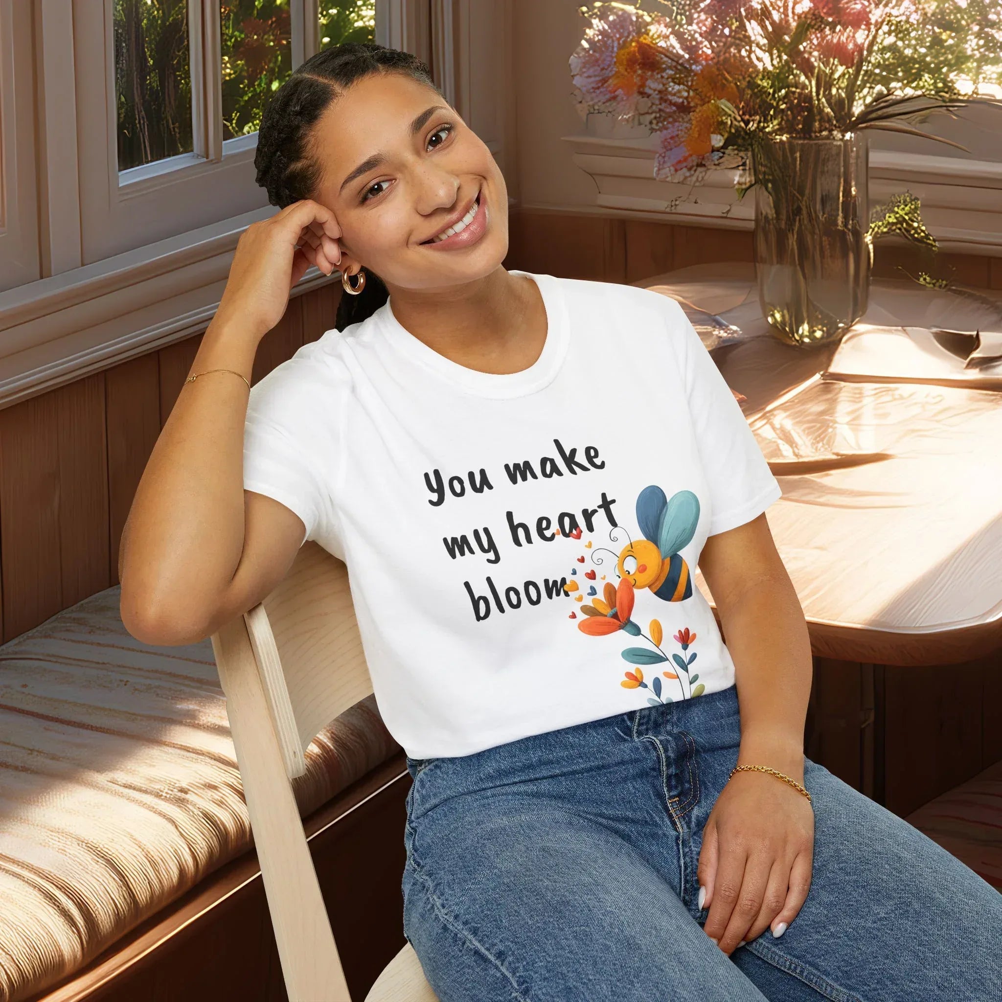 You Make My Heart Bloom Shirt – Cute Bee & Flower Tee