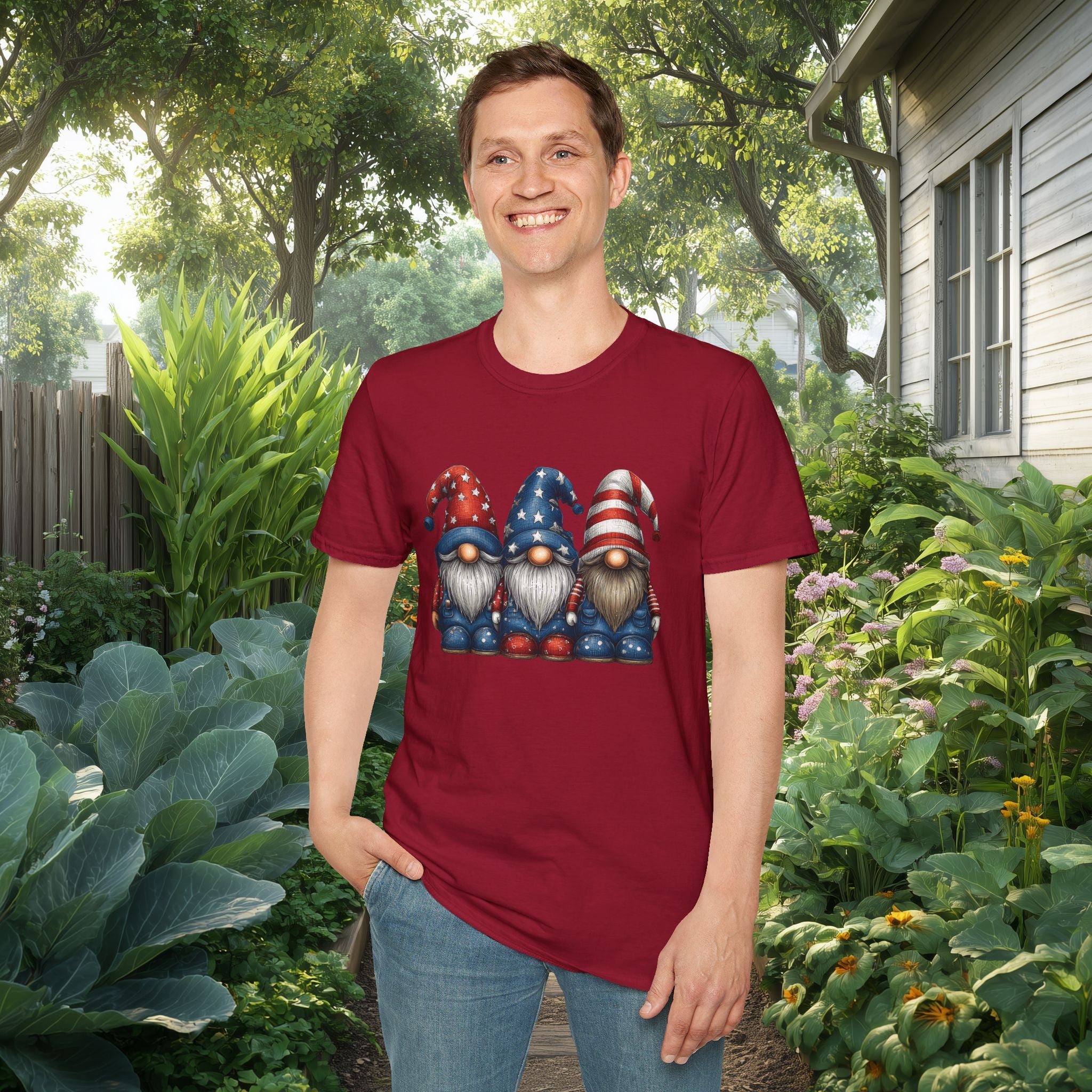 Patriotic Garden Gnomes Fourth of July T-Shirt