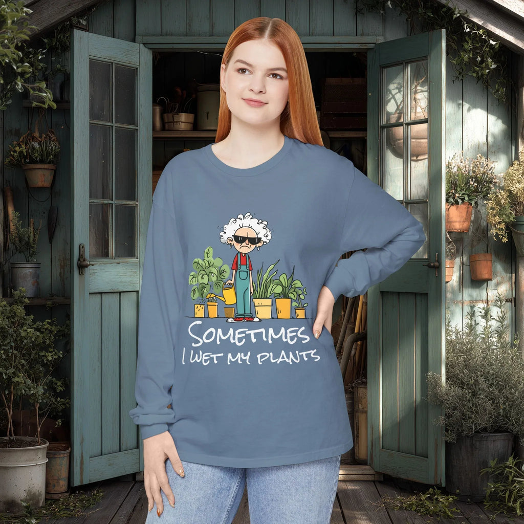 Grumpy Old Lady Sometimes I Wet My Plants Long Sleeve Tee
