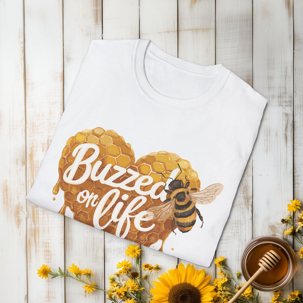 Buzzed on Life T-Shirt for Bee Lovers, Gardeners, Nature Lovers