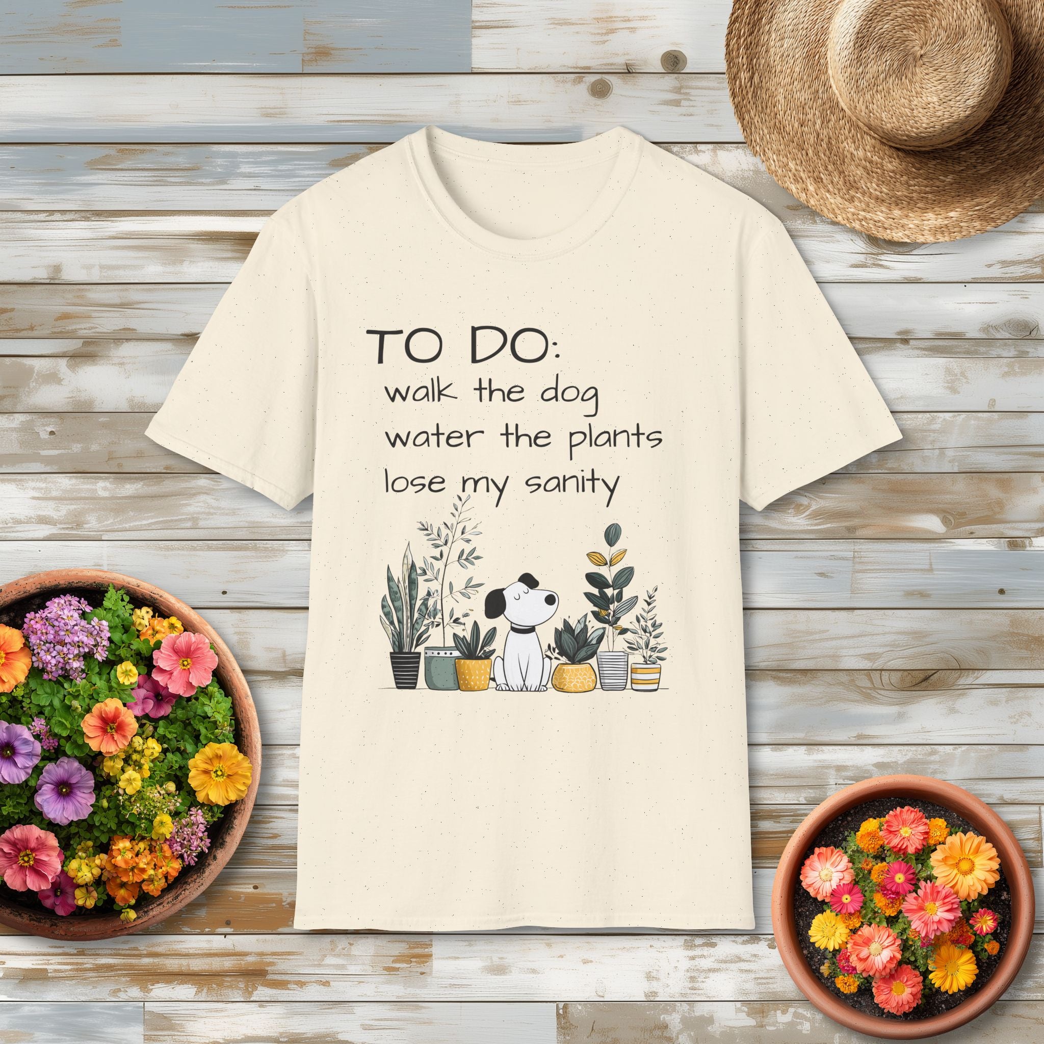 TO DO List T-Shirt – Funny Dog and Plant Life Graphic