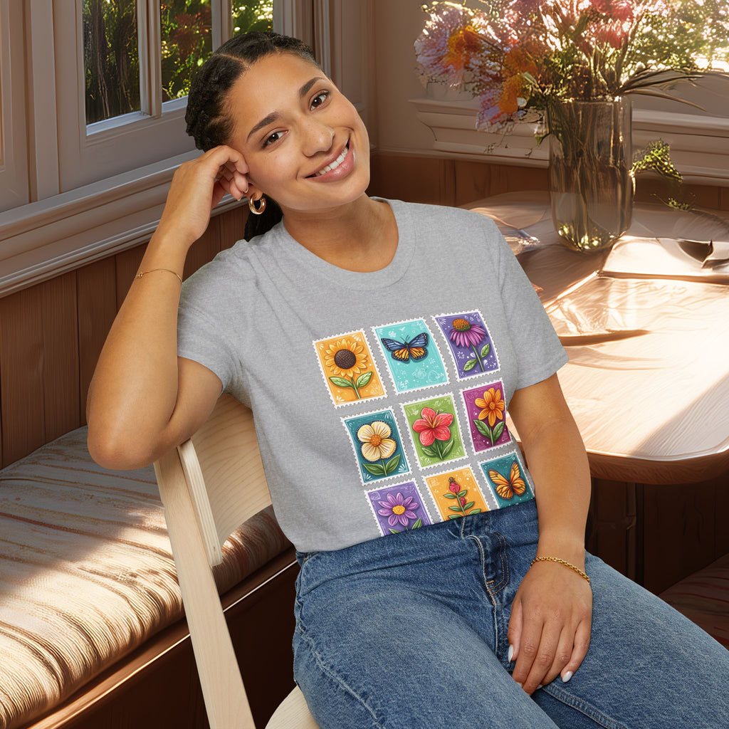 Whimsical 3x3 Floral & Butterfly Stamp Collection T-Shirt