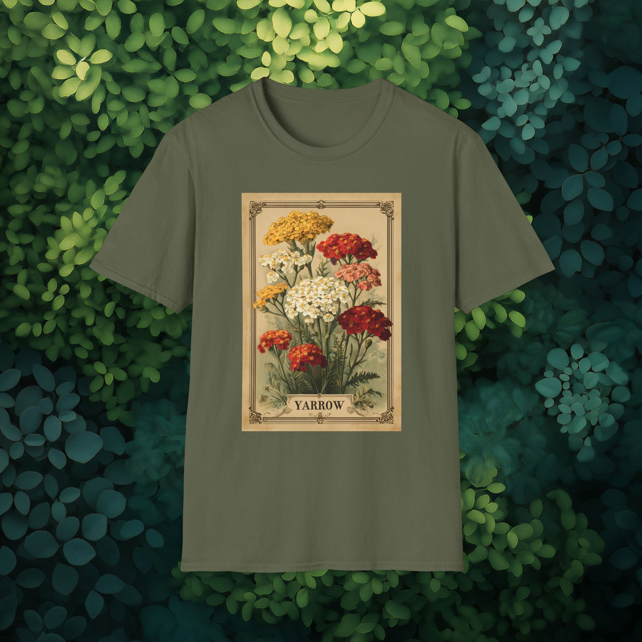 Retro Yarrow Seed Packet Unisex T-Shirt for Gardeners, Nature Lovers, Summer Casual Wear