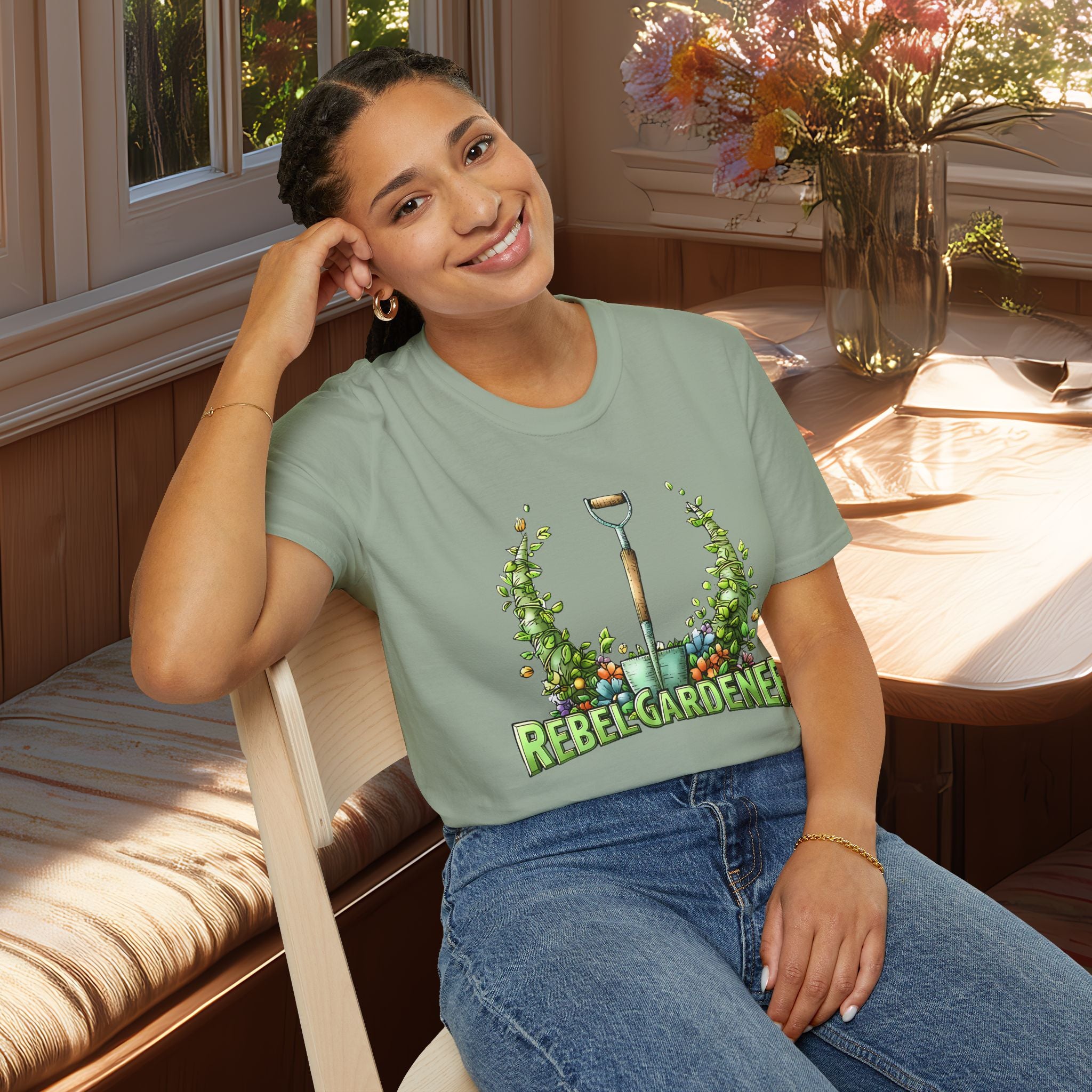 Floral Rebel Gardener Emblem T-Shirt