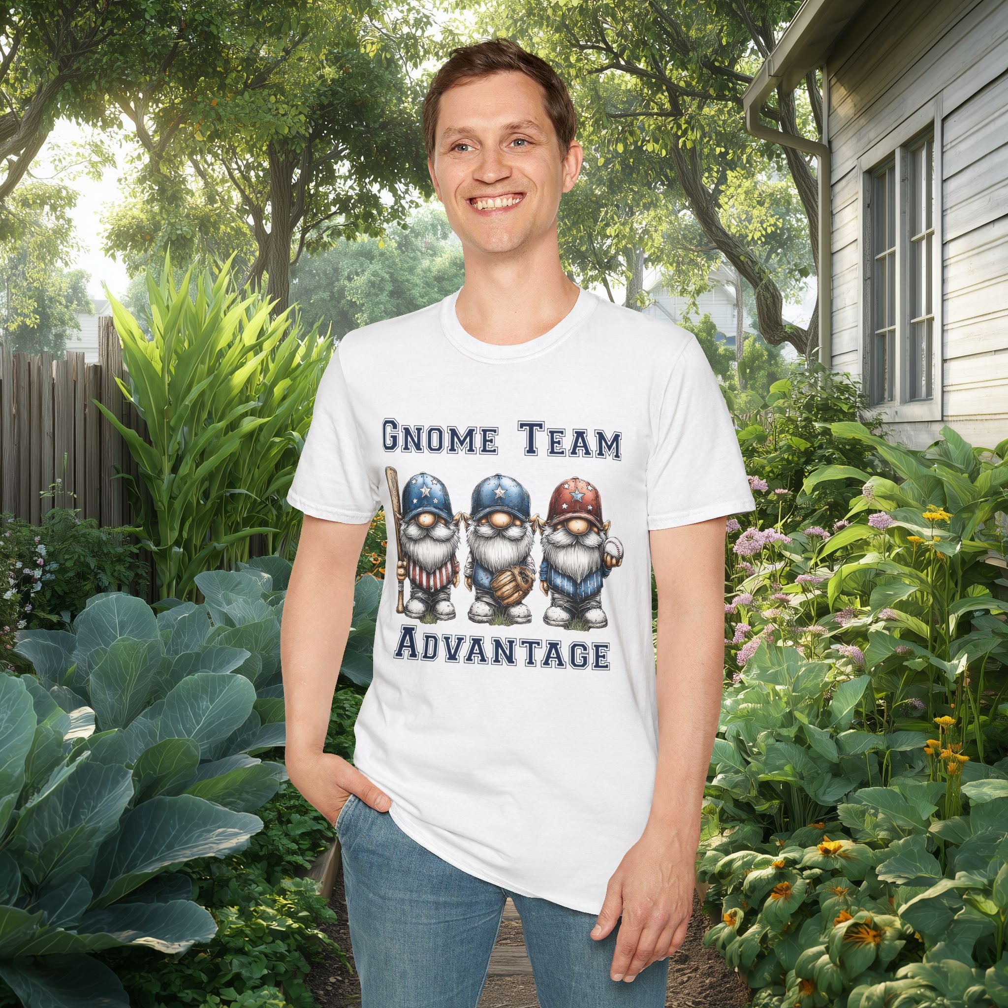 Gnome Team Advantage Patriotic Baseball Gnome T-Shirt
