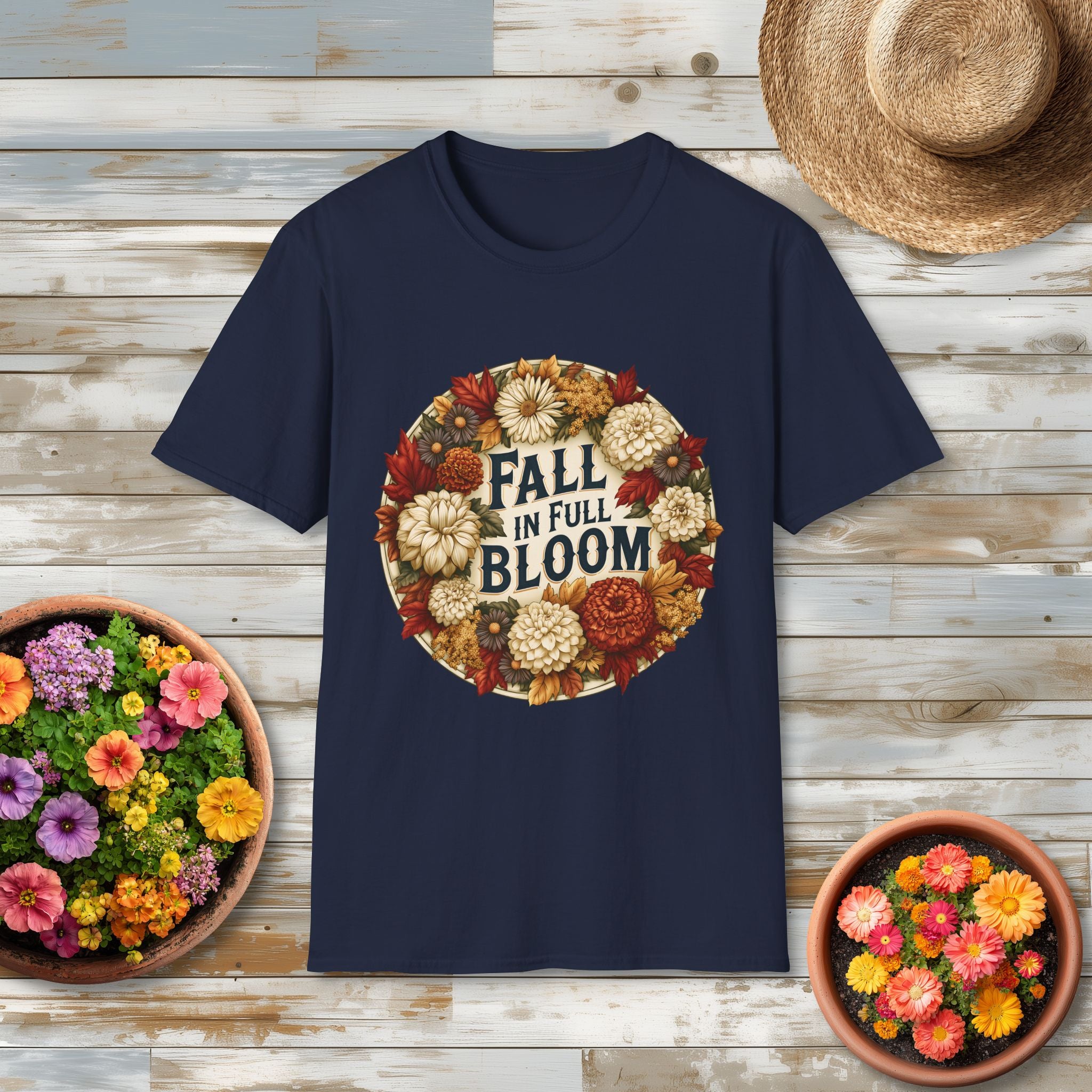 Fall in Full Bloom Floral T-Shirt – Colorful Autumn Garden Tee