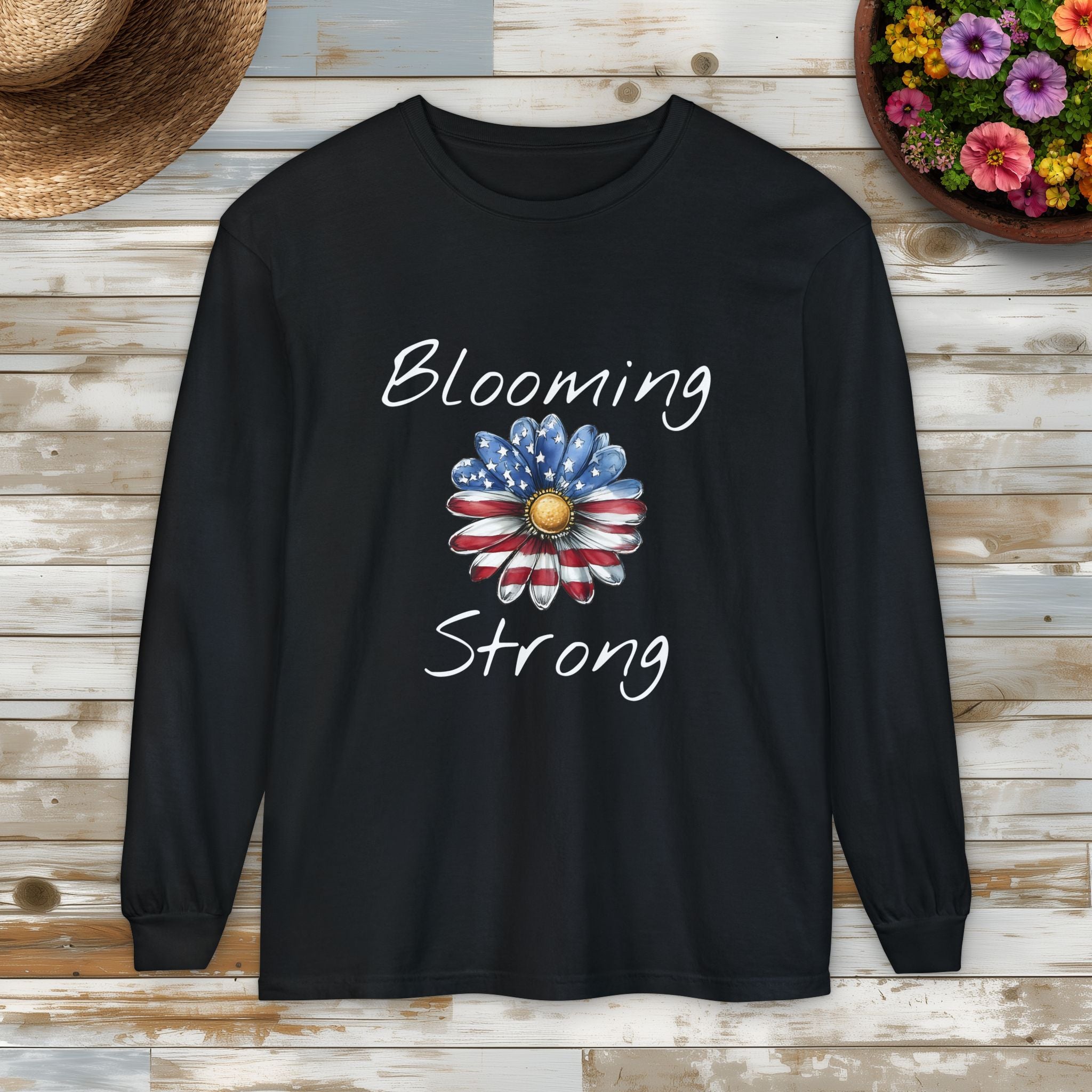 Blooming Strong Patriotic Long Sleeve Tee
