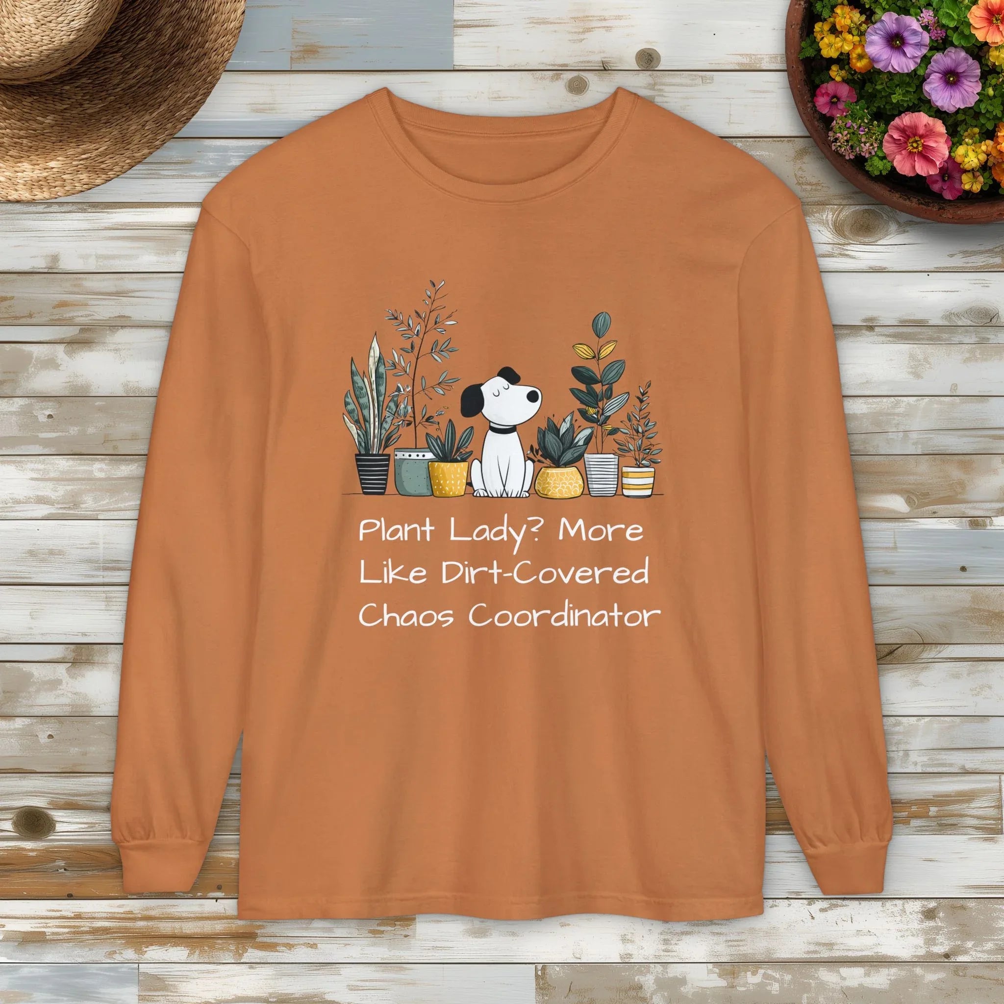 Plant Lady Chaos Coordinator - Dog & Plants Long Sleeve Tee